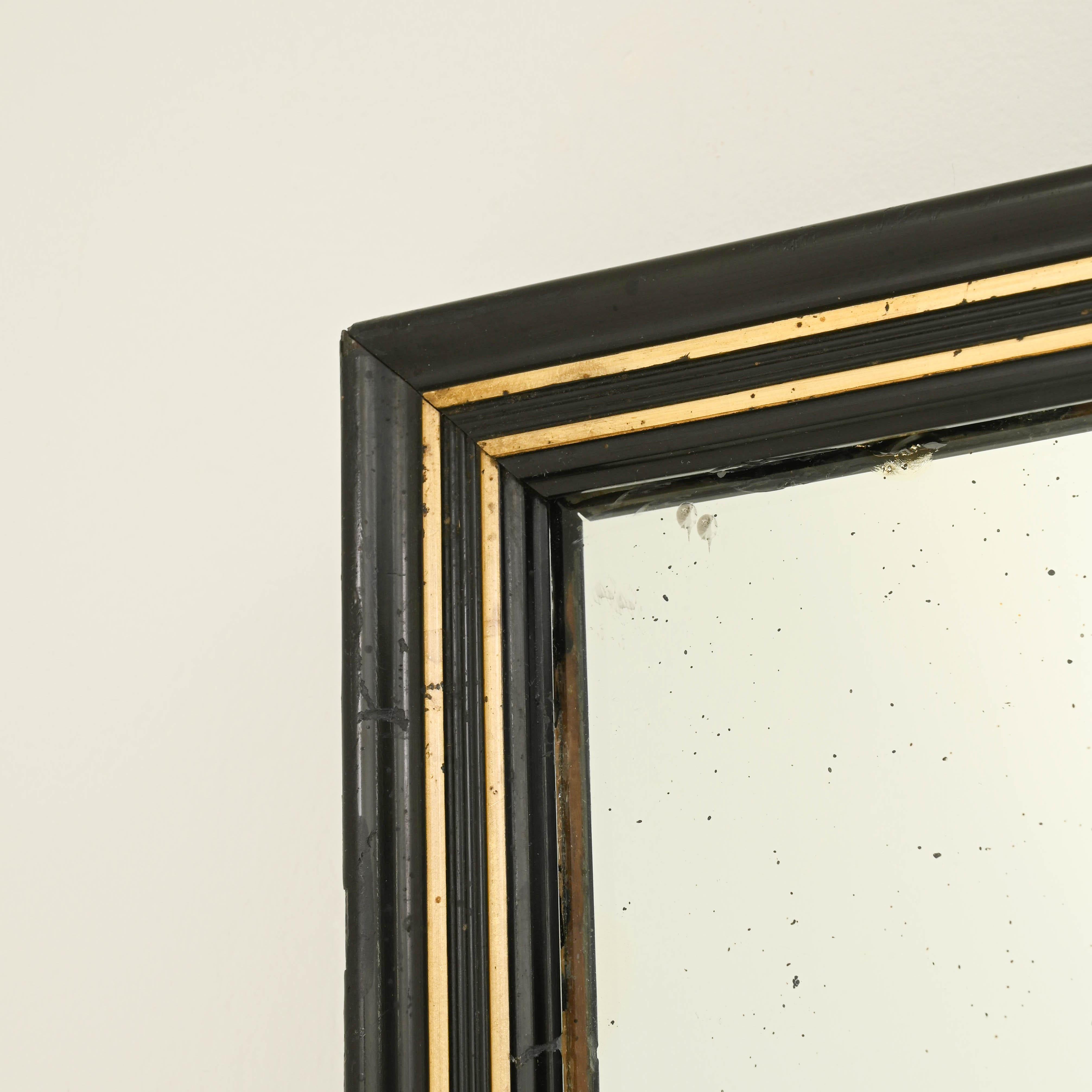 19th Century French Black Gilded Wall Mirrors, Set of 2 For Sale 3