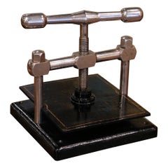 19th Century French Black Iron and Chrome Book Binding Press
