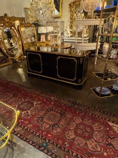 19th Century French Black Lacquered and Gilt Bronze Transitional Sideboard