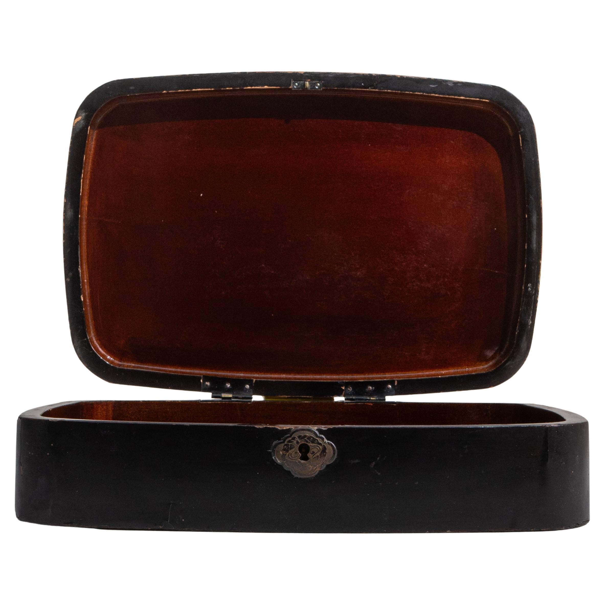 19th Century French Black Lacquered Box For Sale