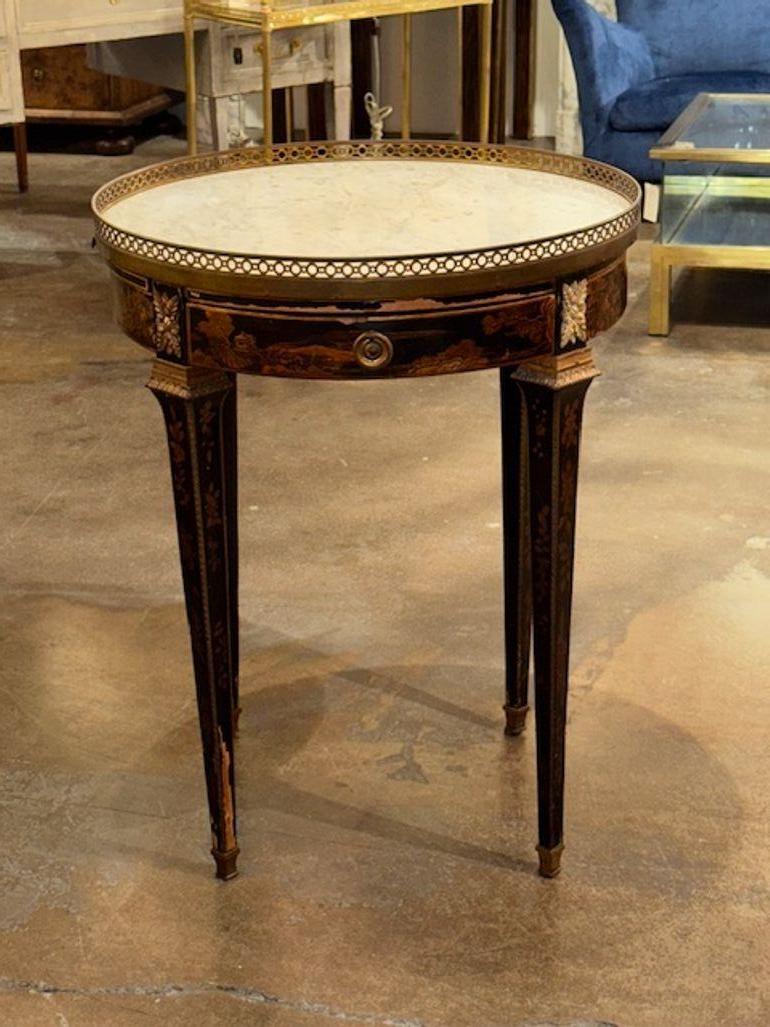 19th Century French Black Lacquered Chinoiserie Bouillotte Table For Sale 6