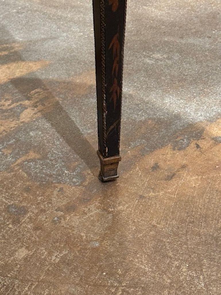 19th Century French Black Lacquered Chinoiserie Bouillotte Table For Sale 1