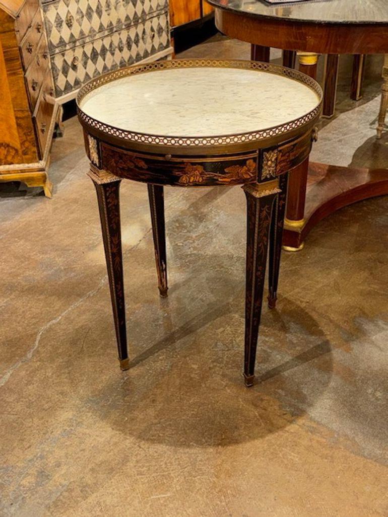 19th Century French Black Lacquered Chinoiserie Bouillotte Table For Sale 3