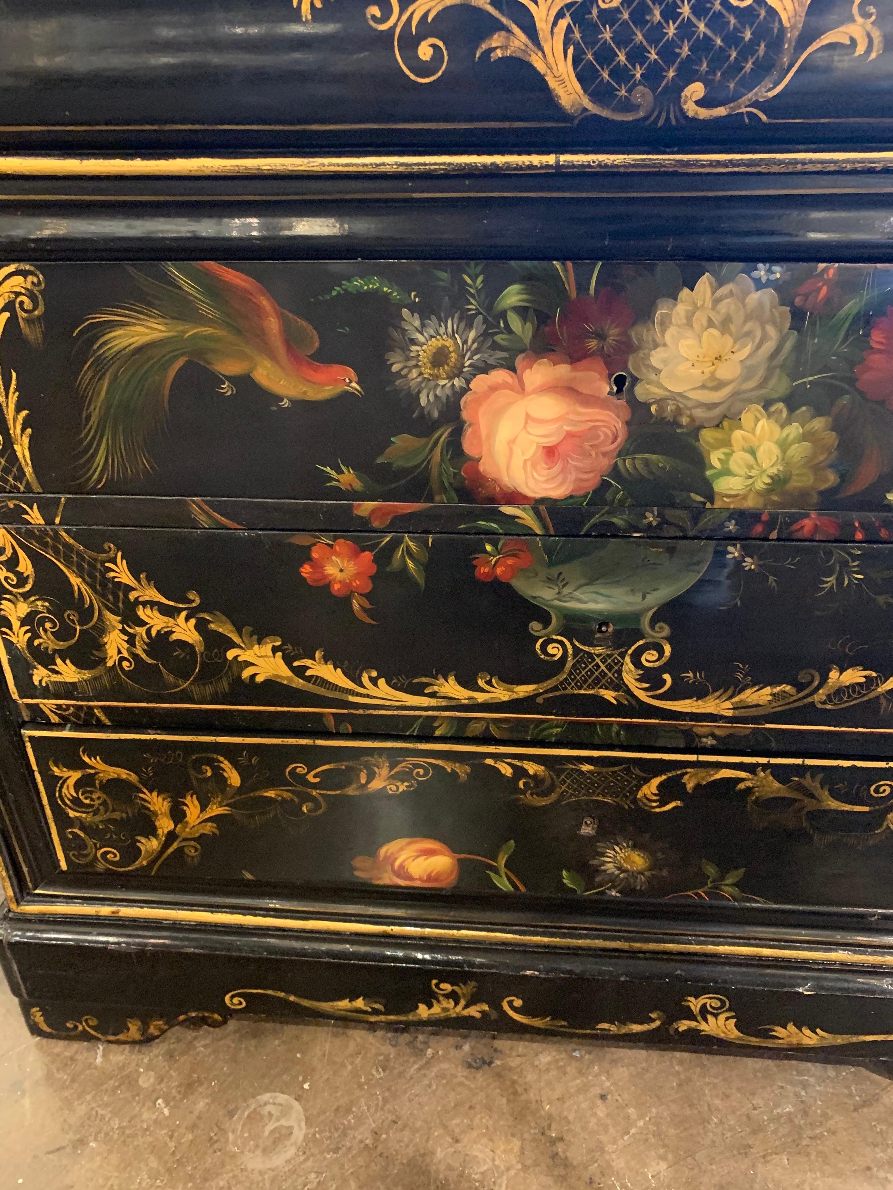 19th Century French Black Lacquered Louis Philippe Commode In Good Condition For Sale In Dallas, TX