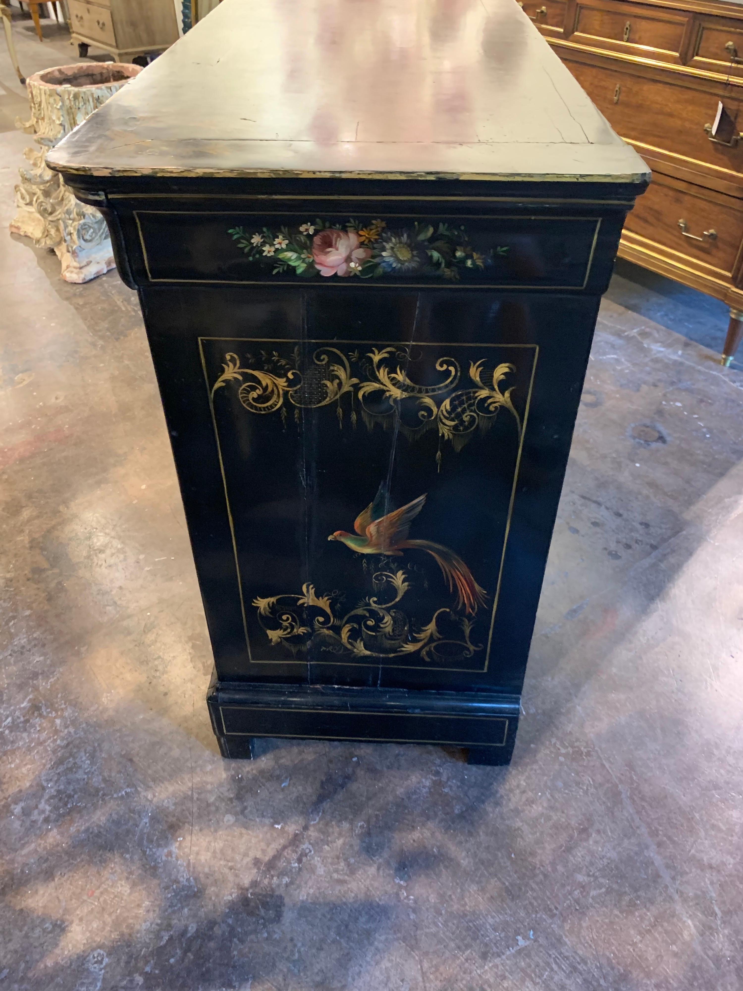 19th Century French Black Lacquered Louis Philippe Commode For Sale 3