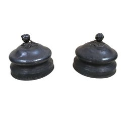 Antique 19th Century French Black Metal Table Cloches, 1890s