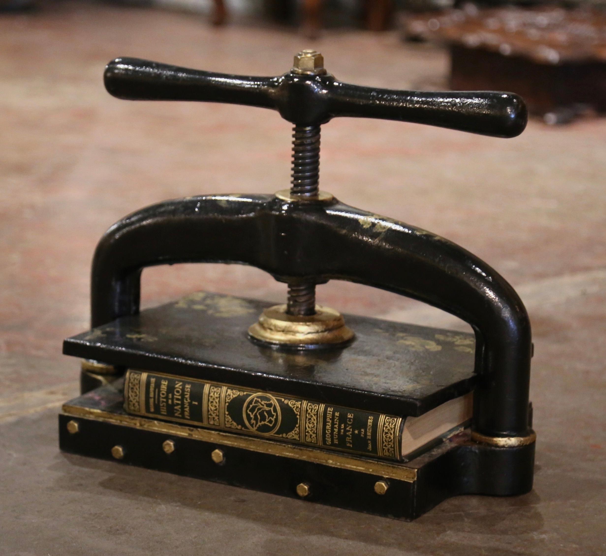 This antique paper binding press was forged in France, circa 1860. The large Classic 