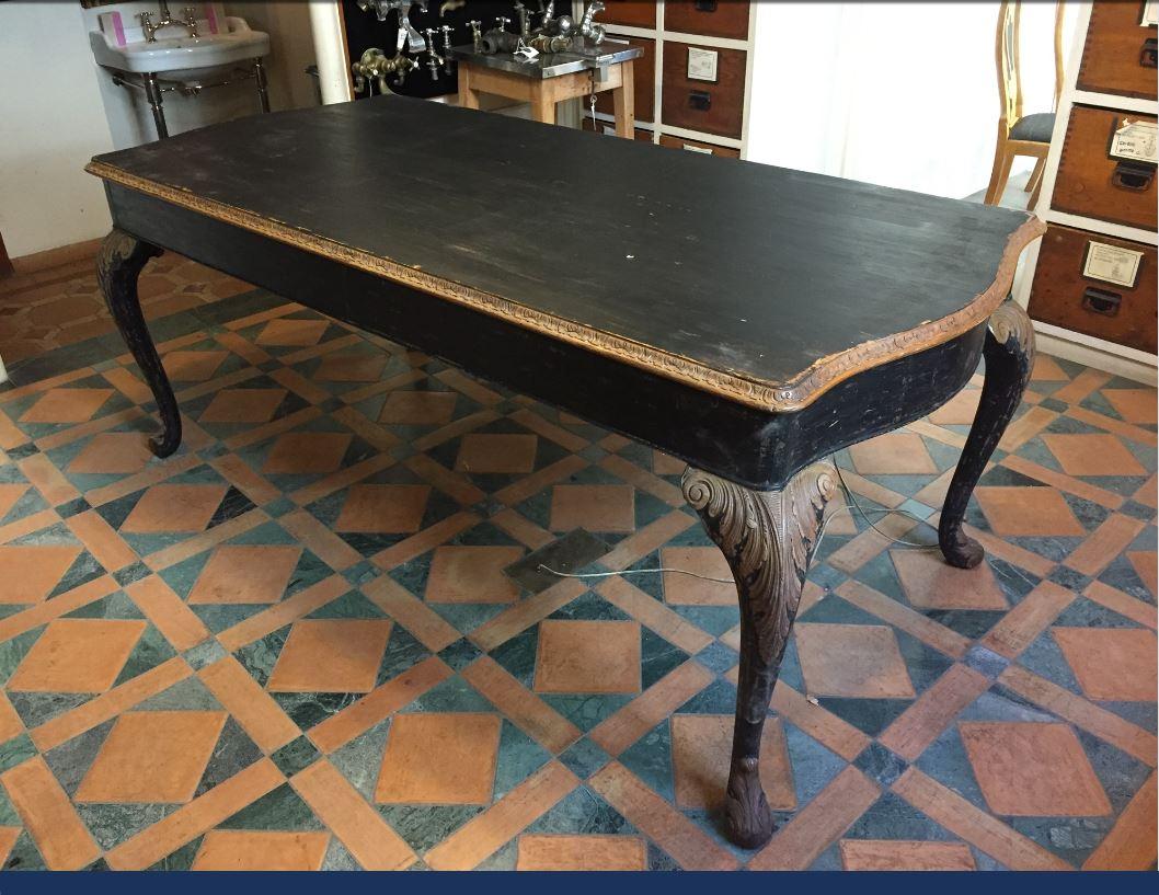 Victorian 19th Century French Black Painted Dining Room Set with Six Seats, 1890s