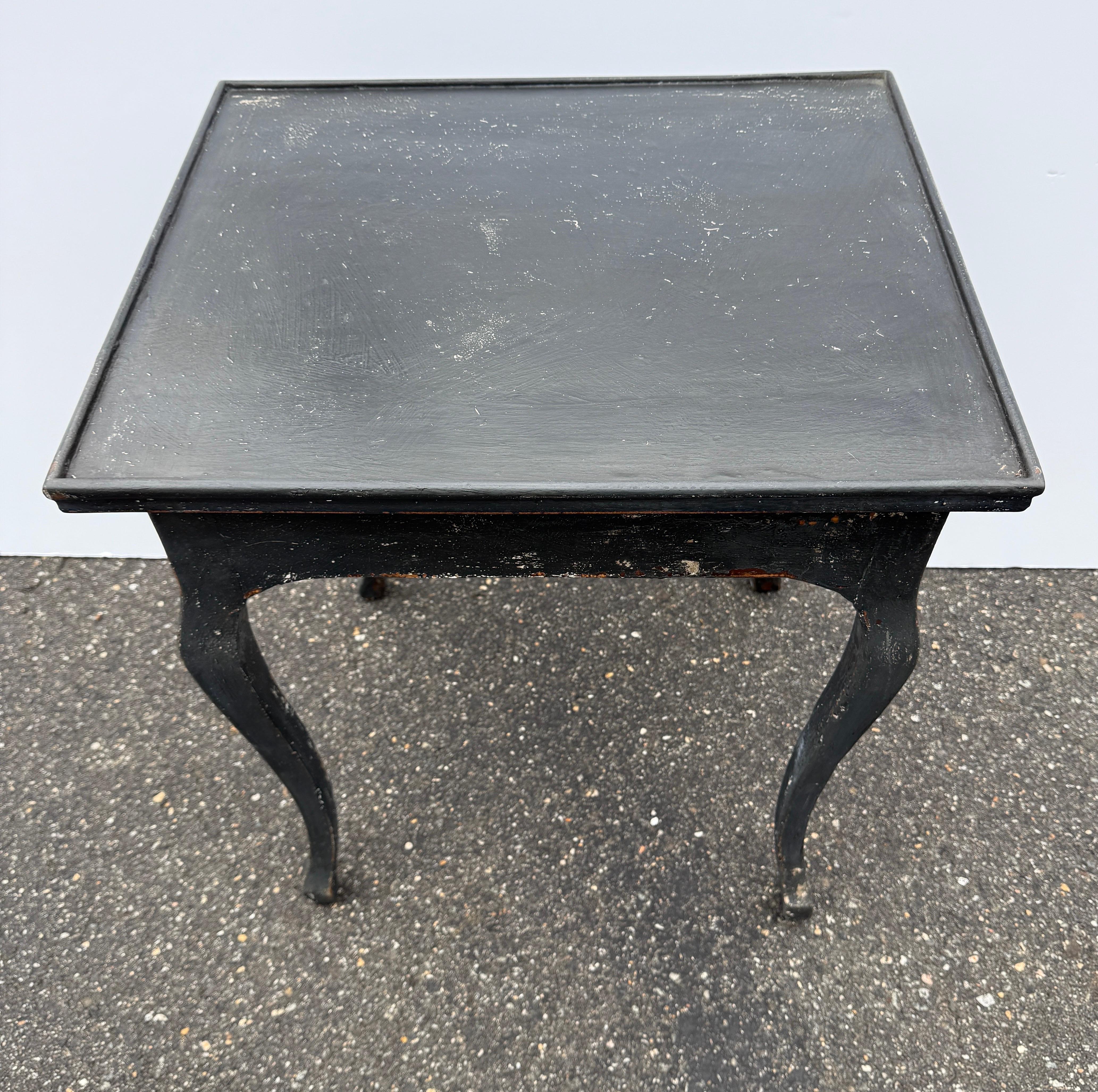 19th Century French Black Painted Rectangular Hall Side Table For Sale 6