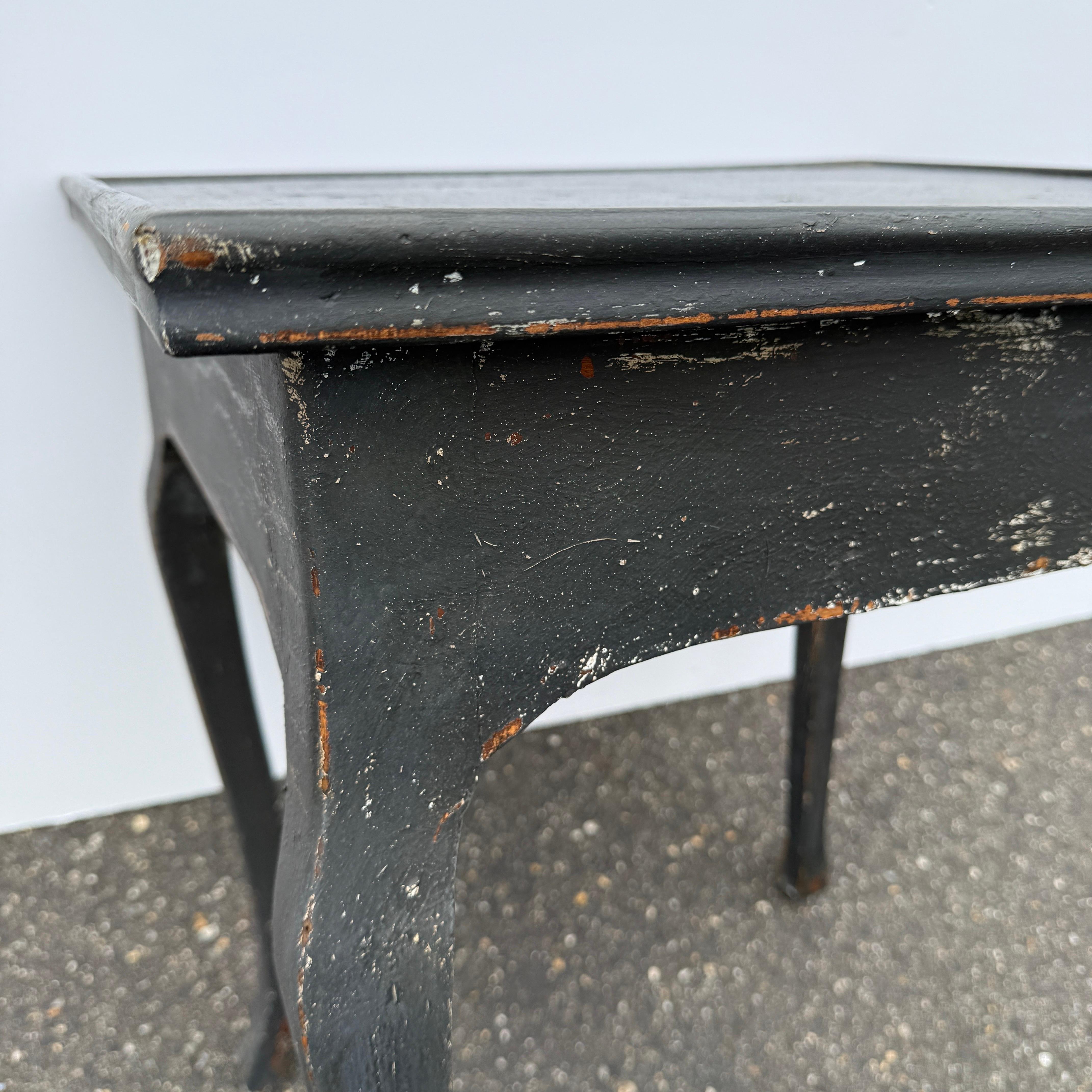 19th Century French Black Painted Rectangular Hall Side Table For Sale 7