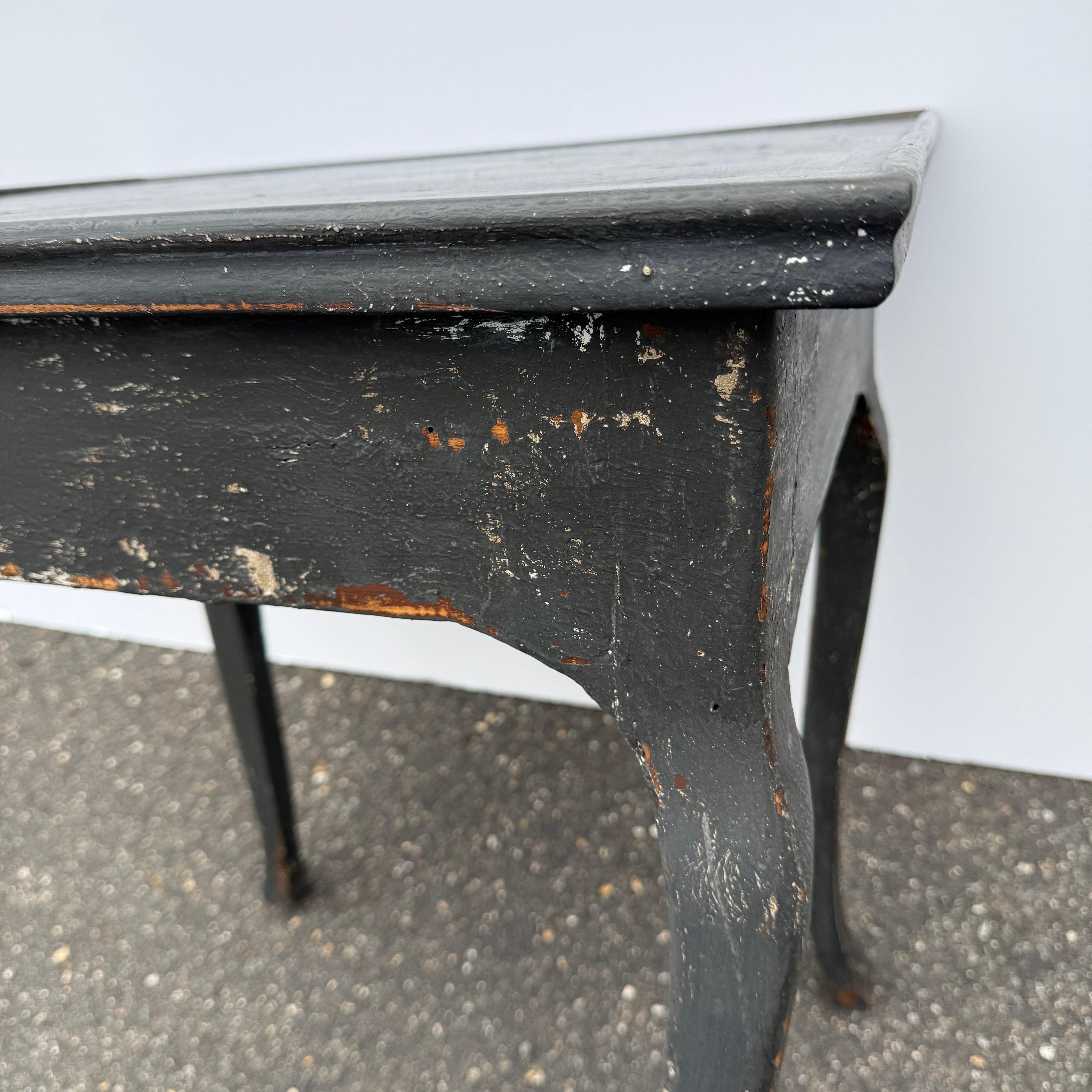 19th Century French Black Painted Rectangular Hall Side Table For Sale 8