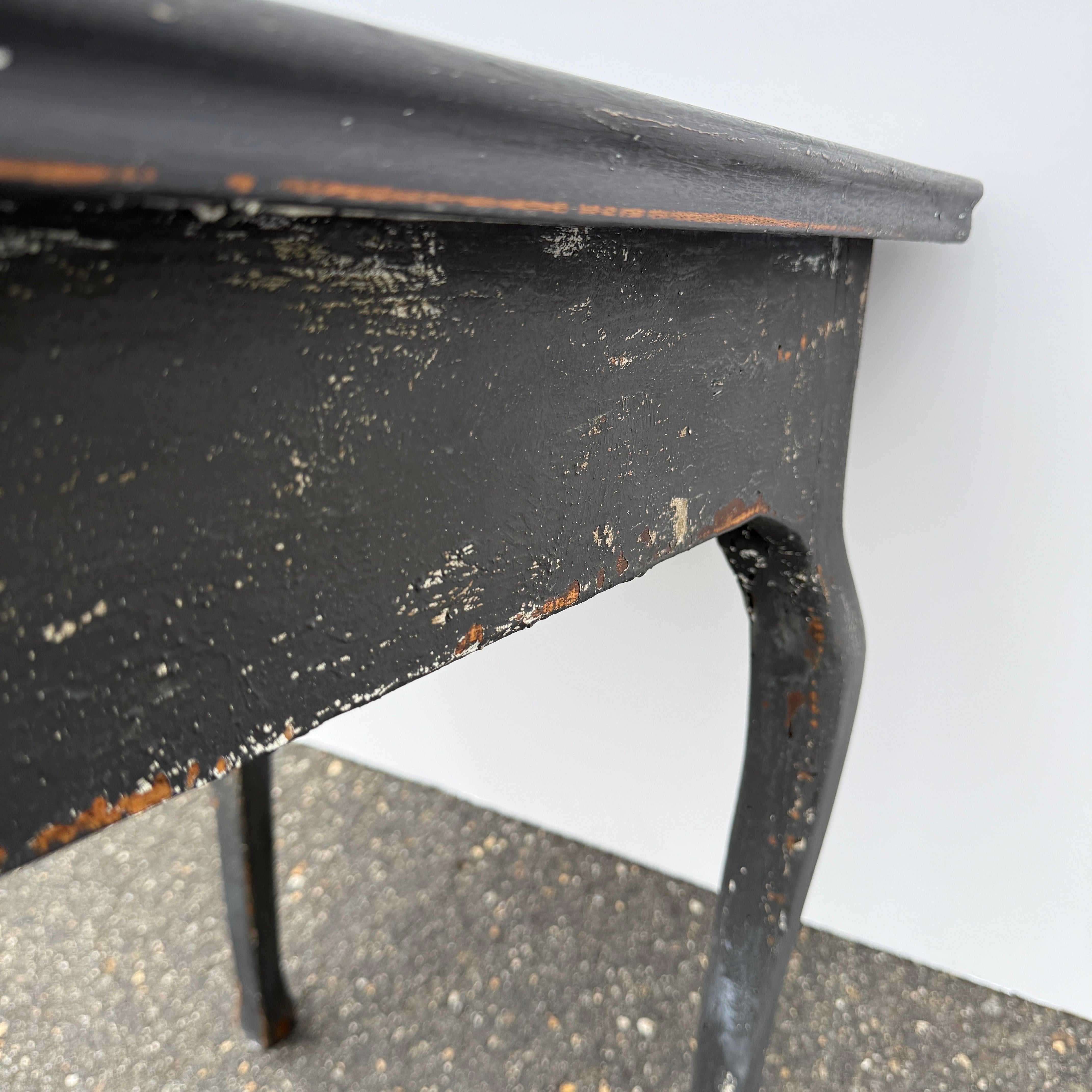19th Century French Black Painted Rectangular Hall Side Table For Sale 14