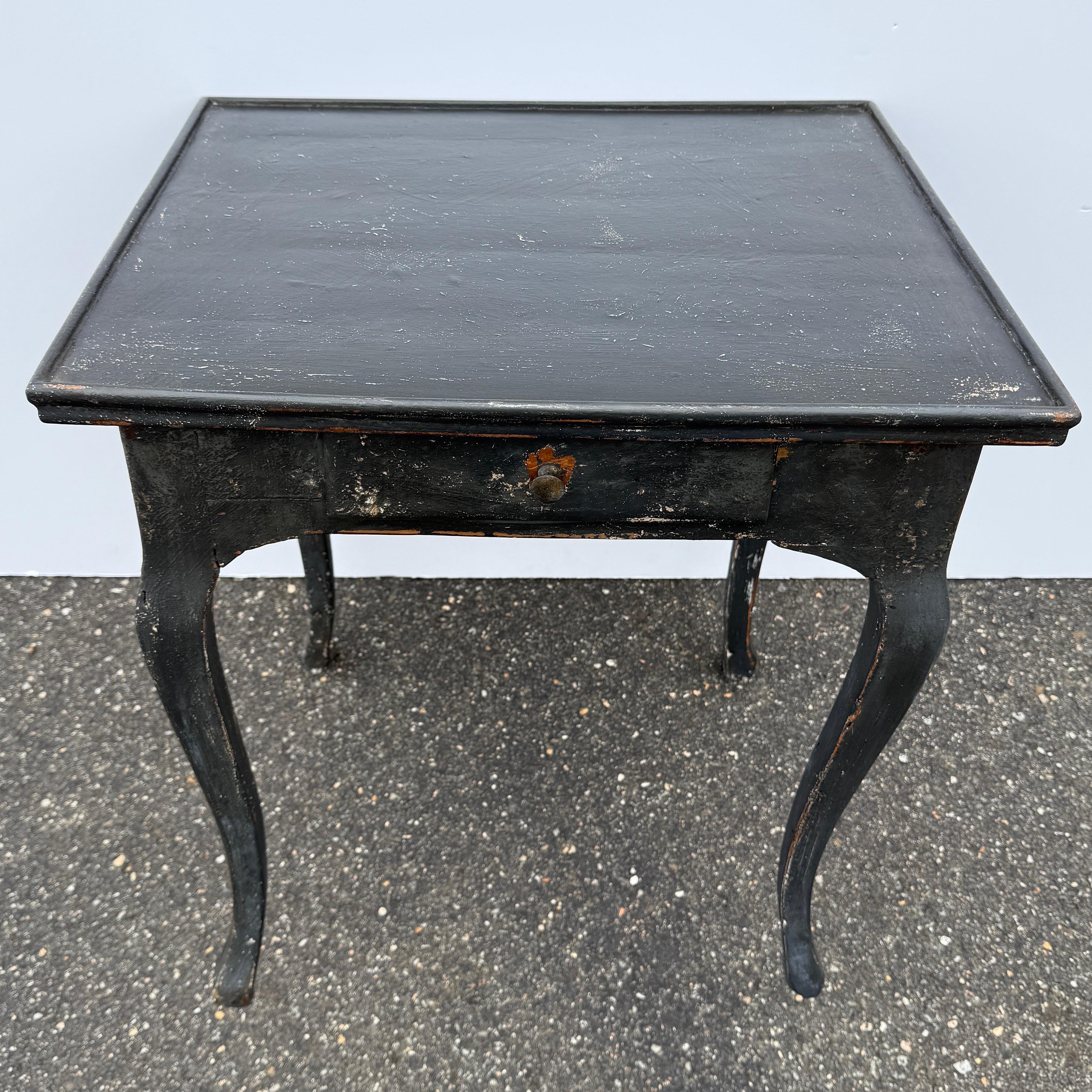 19th Century French Black Painted Rectangular Hall Side Table In Good Condition For Sale In Haddonfield, NJ