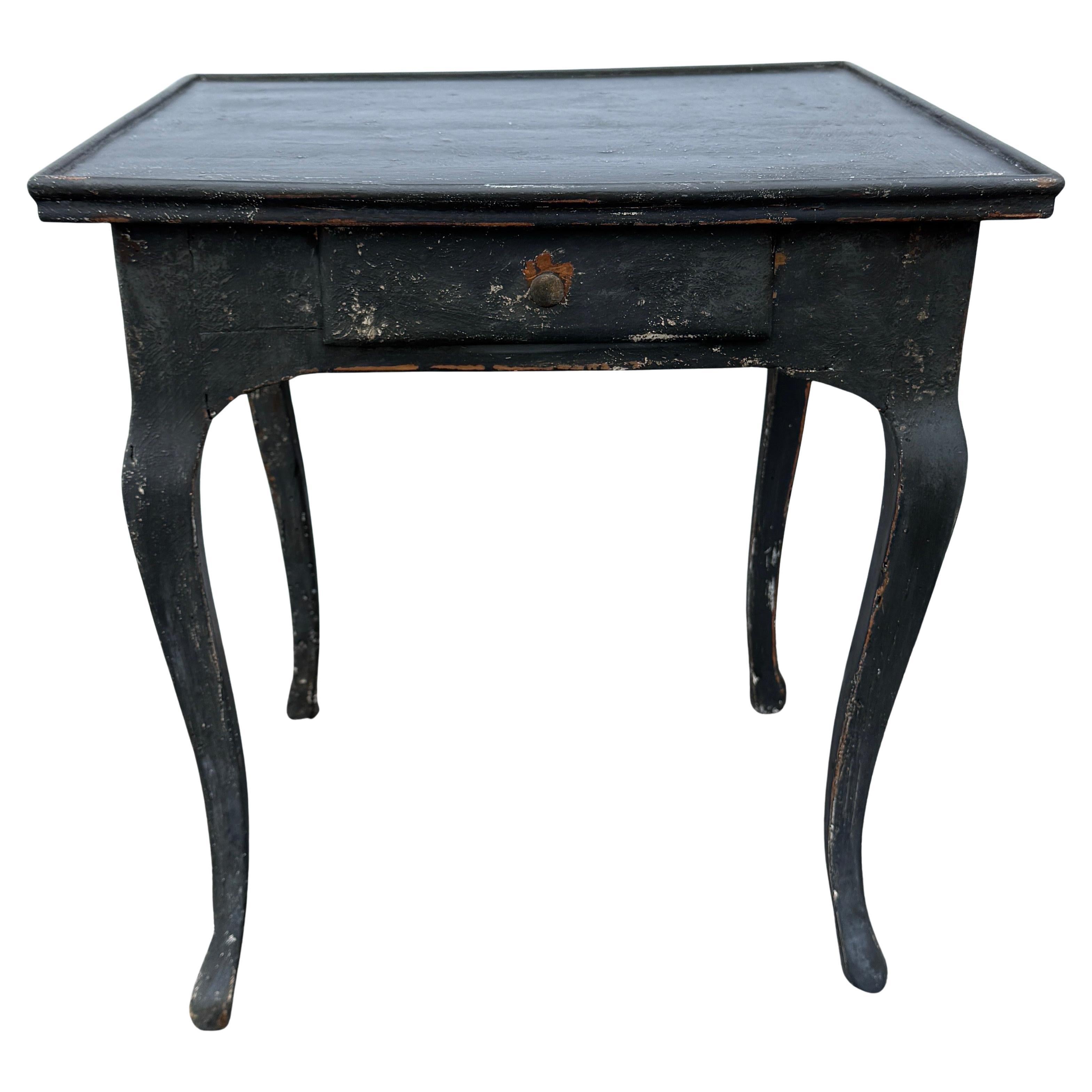 19th Century French Black Painted Rectangular Hall Side Table For Sale