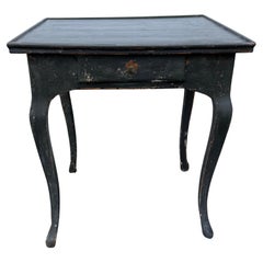 19th Century French Black Painted Rectangular Hall Side Table