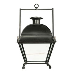 19th Century French Black Painted Tole Lantern