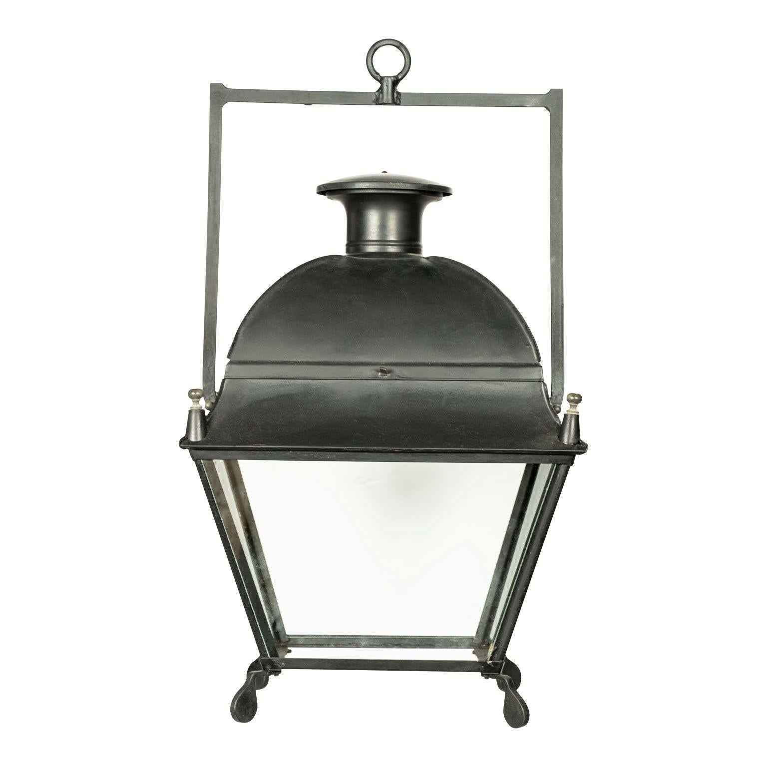 French Provincial 19th Century French Black Painted Tole Lantern