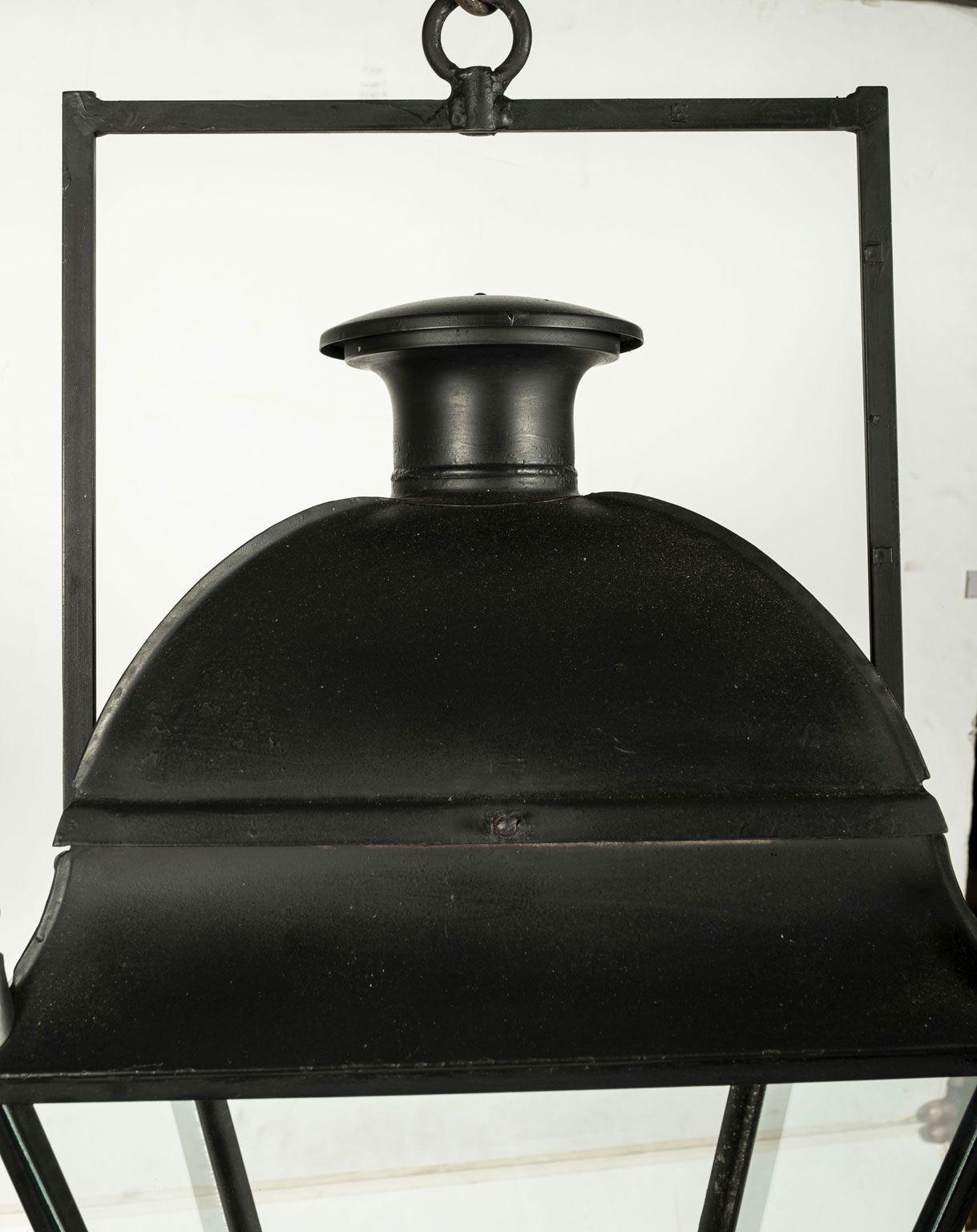 19th Century French Black Painted Tole Lantern 1