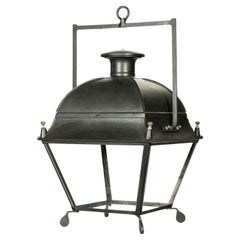 19th Century French Black Painted Tole Lantern