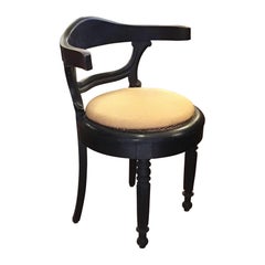 Antique 19th Century French Black Painted Wooden Armchair with Juta Seat, 1890s
