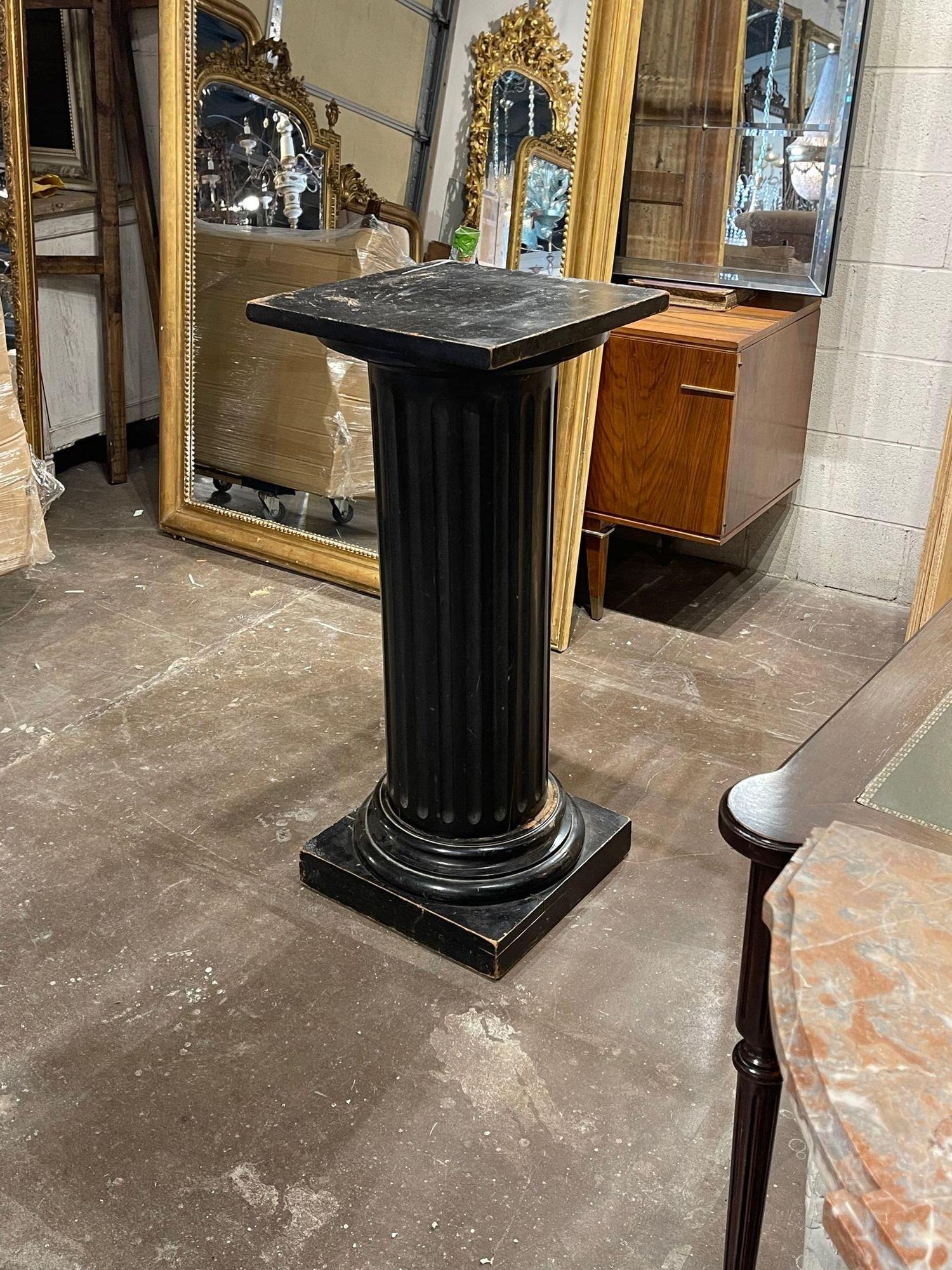 Handsome 19th century French painted wooden pedestal. Beautiful original patina. A great way to display works of art. Nice!