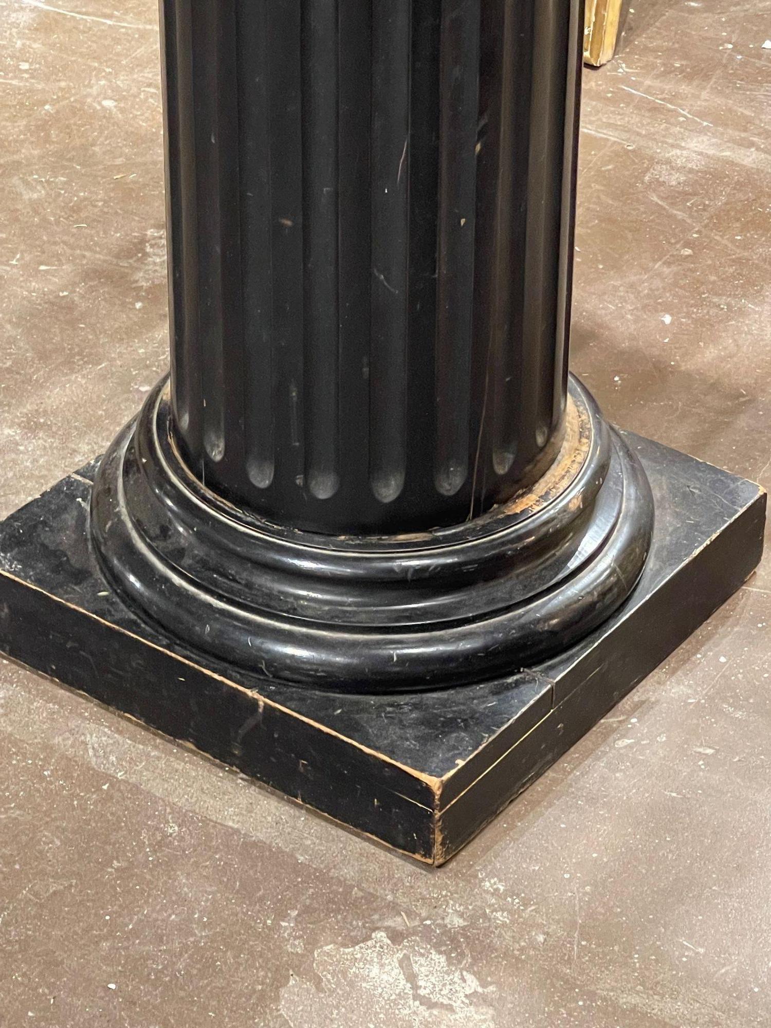 19th Century French Black Painted Wooden Pedestal In Good Condition In Dallas, TX