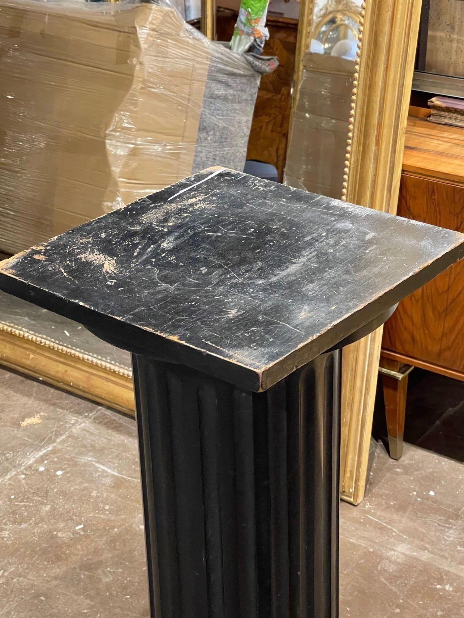 19th Century French Black Painted Wooden Pedestal 2