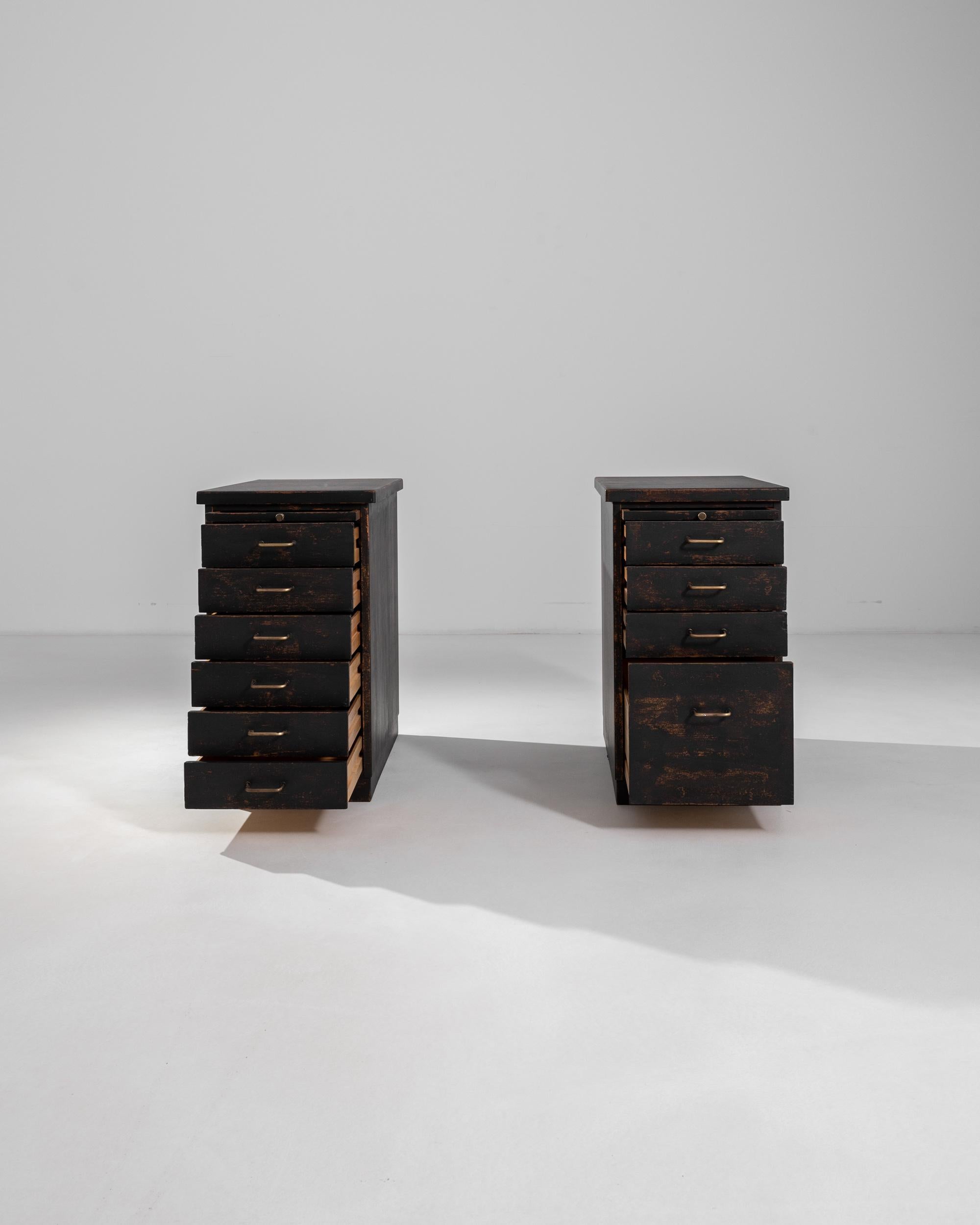 19th Century French Black Patinated Drawer Cabinets, a Pair In Good Condition For Sale In High Point, NC
