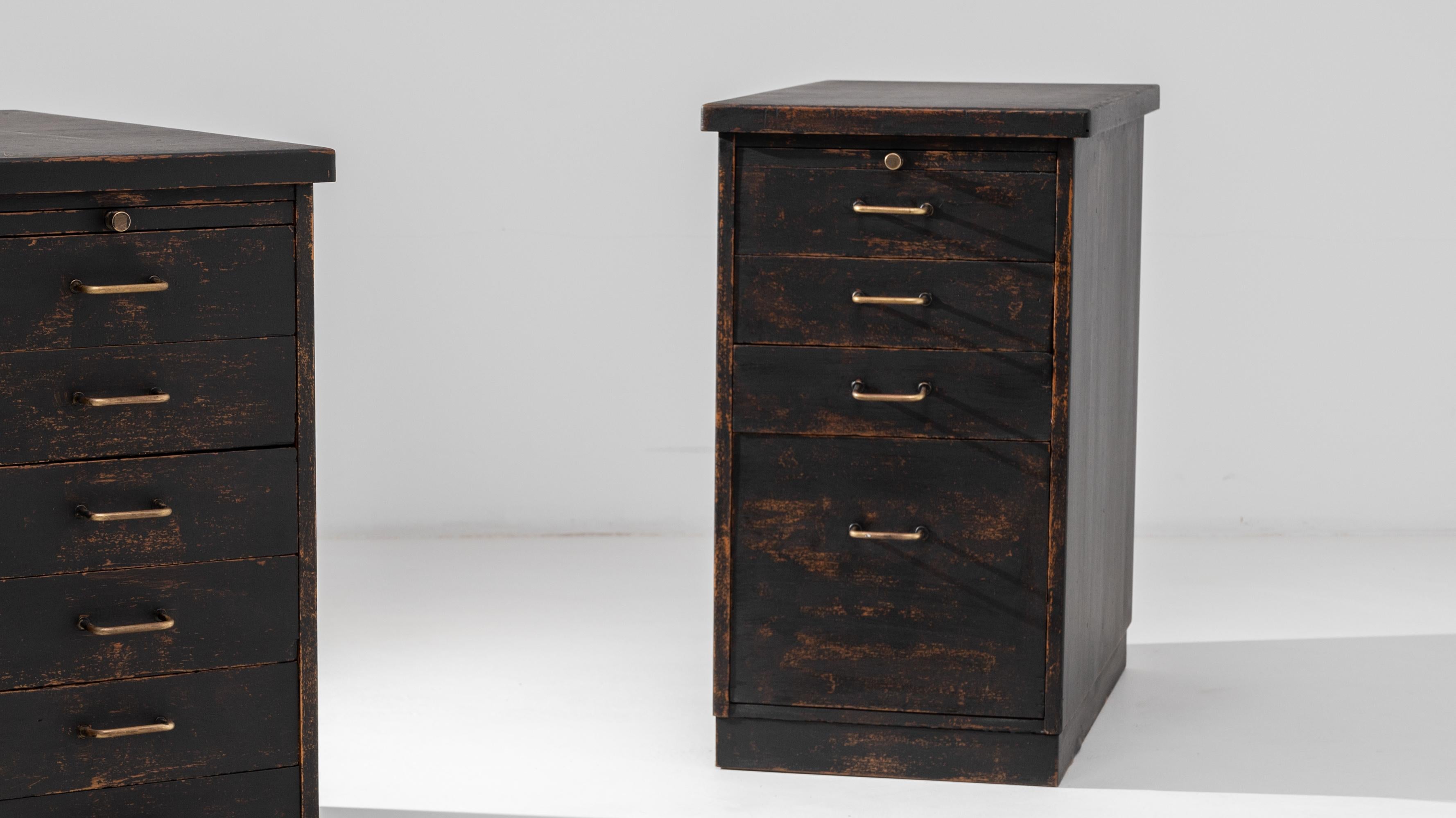 19th Century French Black Patinated Drawer Cabinets, a Pair For Sale 3
