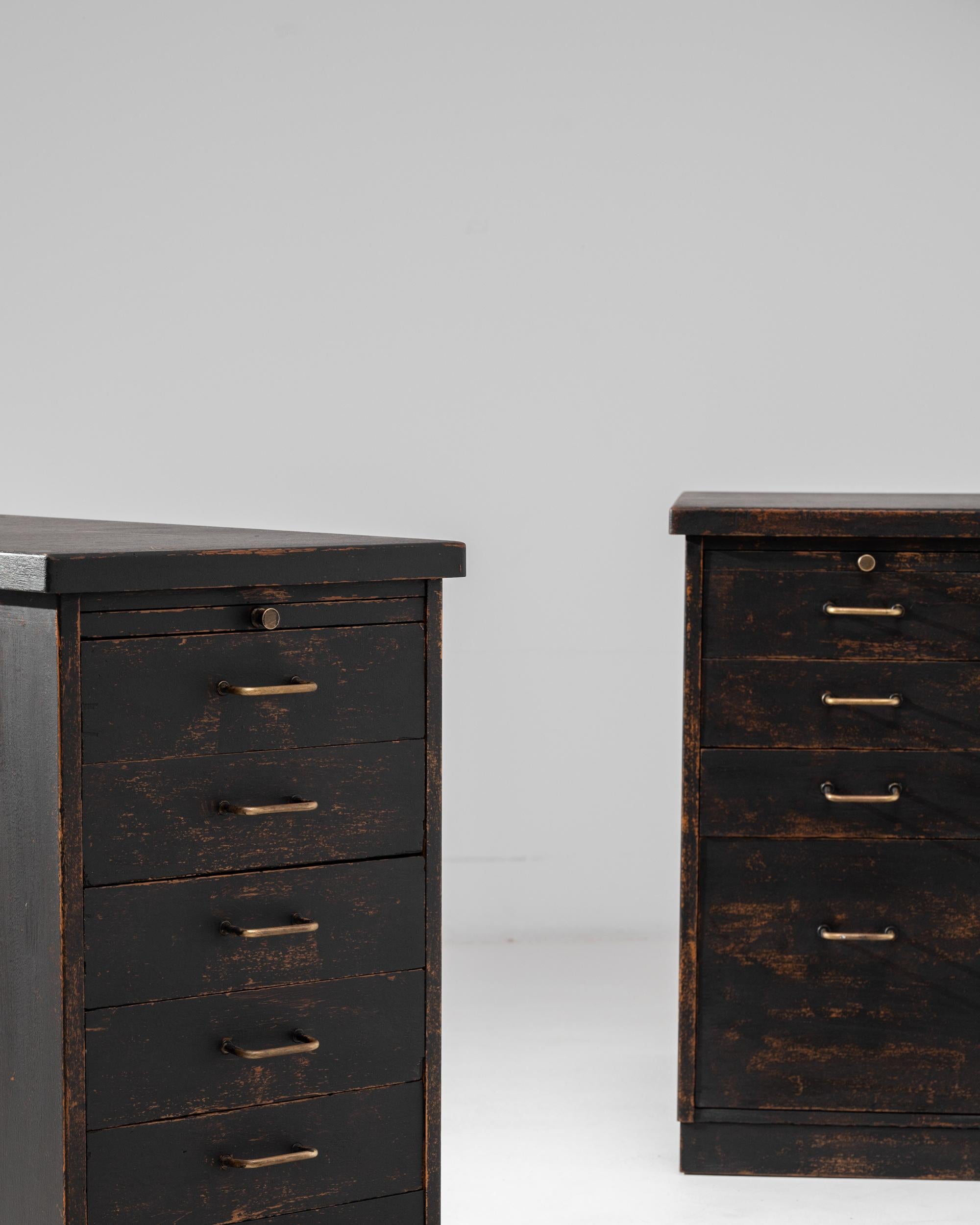 19th Century French Black Patinated Drawer Cabinets, a Pair For Sale 4