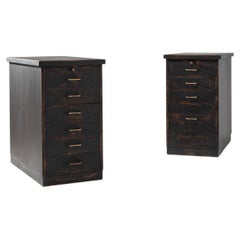 19th Century French Black Patinated Drawer Cabinets, a Pair