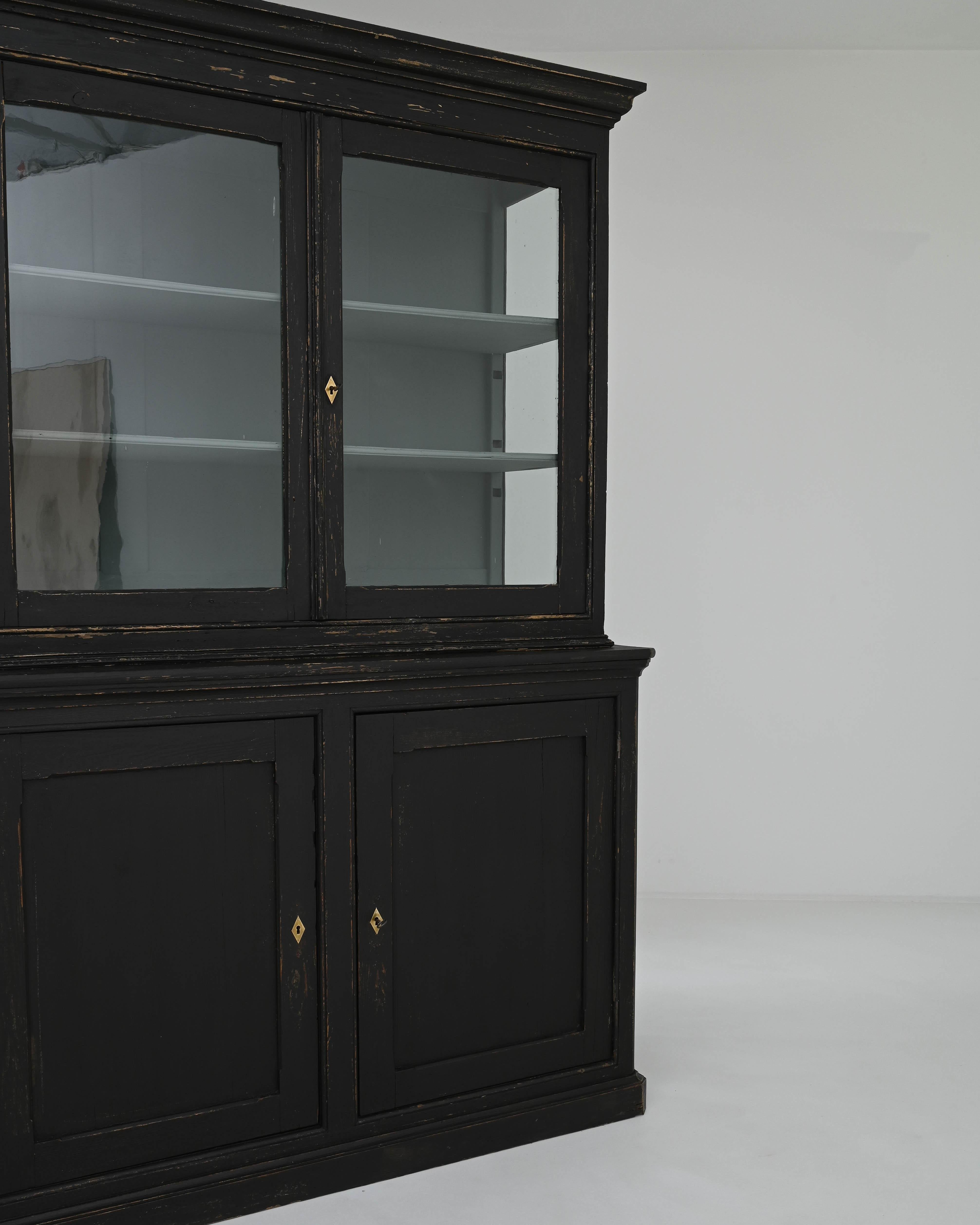 19th Century French Black Patinated Wooden Vitrine 2