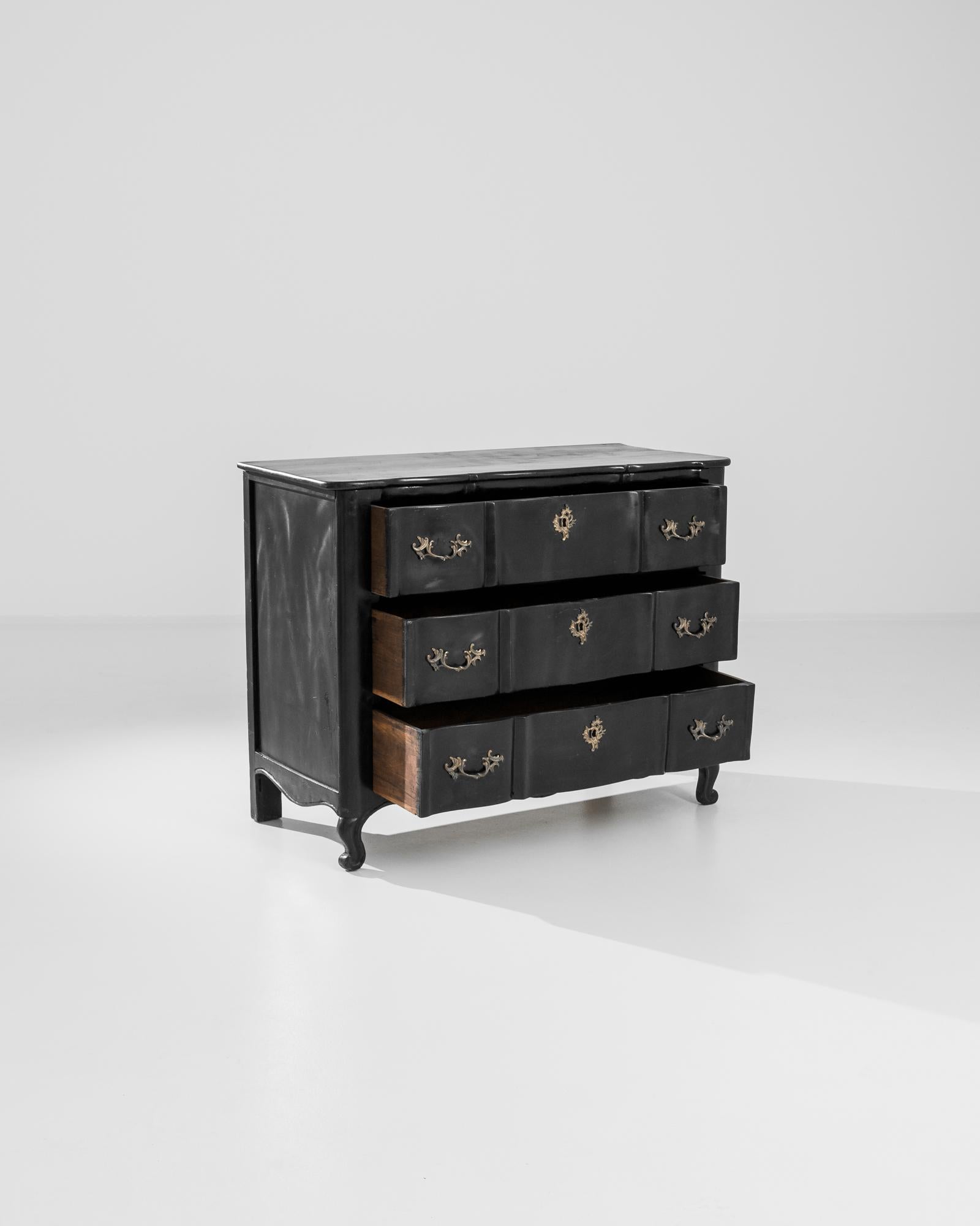 19th Century French Black Wooden Chest of Drawers In Good Condition In High Point, NC
