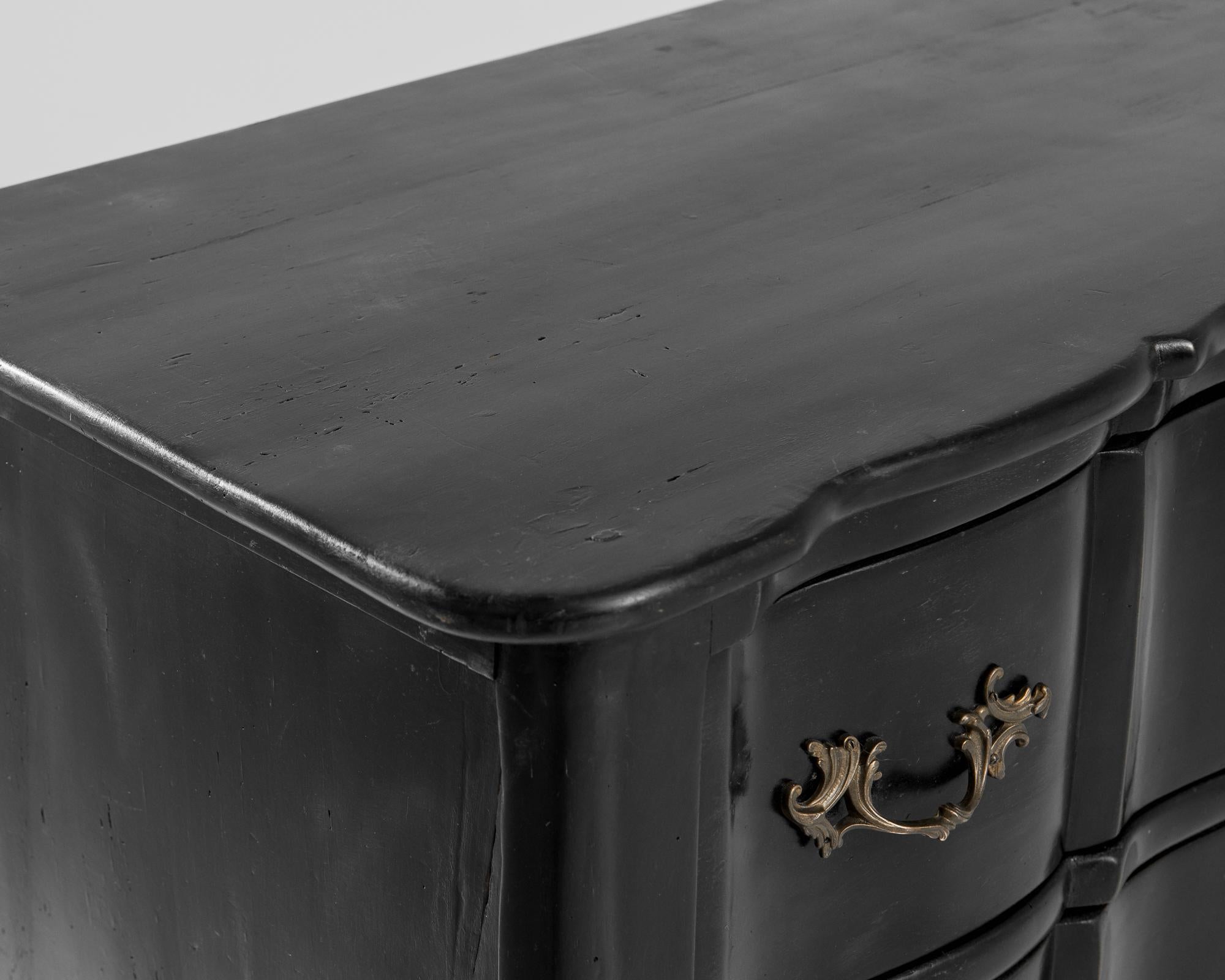 Mid-19th Century 19th Century French Black Wooden Chest of Drawers