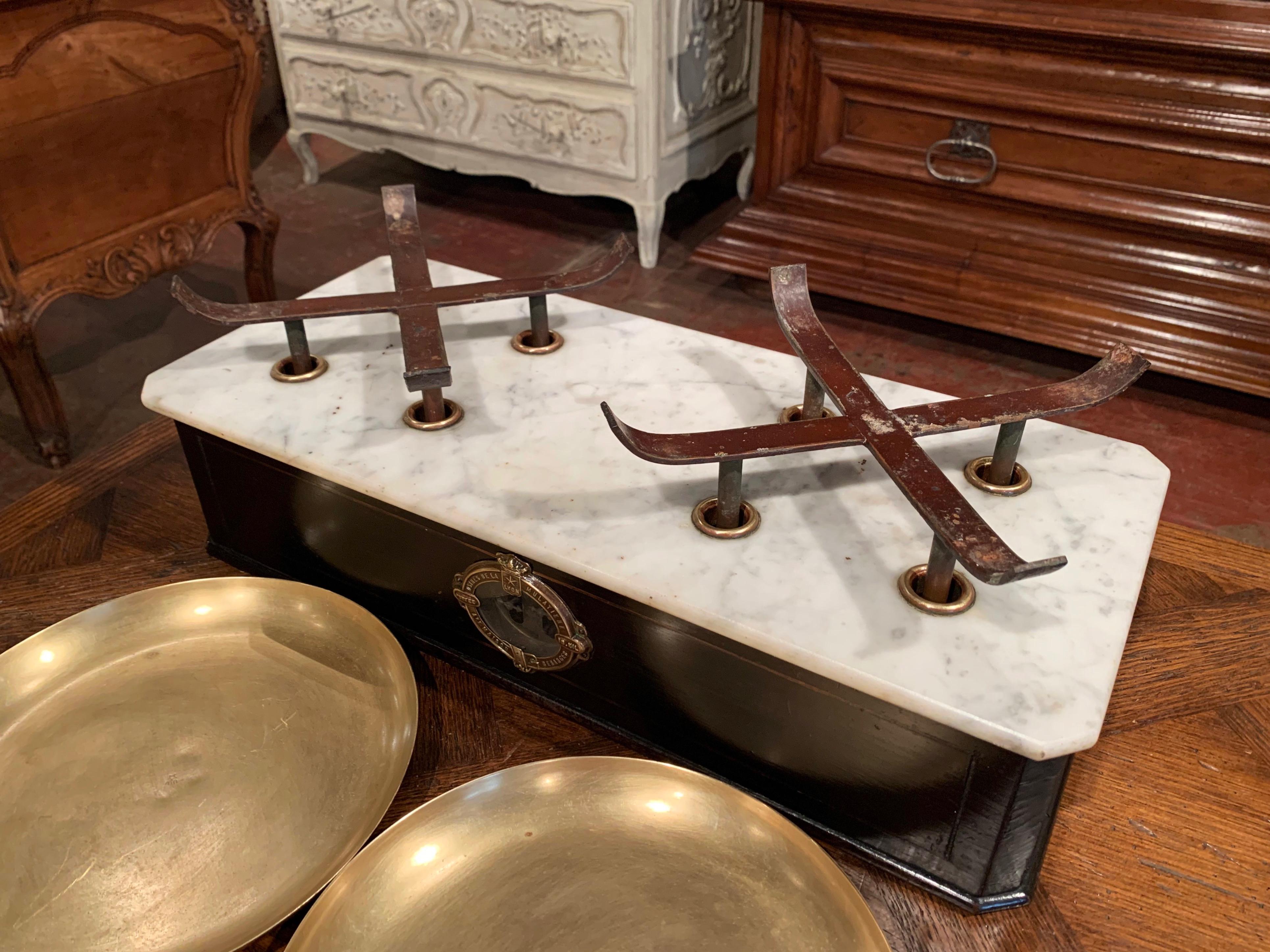 19th Century French Blackened and Marble Balance Scale and Set of Weights 3