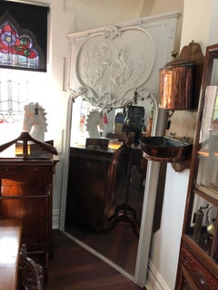 19th Century, French Blanc Putti / Ange Theatre over Mantle Mirror