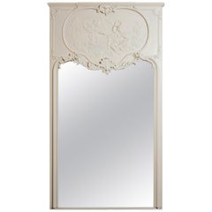 19th Century, French Blanc Putti / Ange Theatre over Mantle Mirror