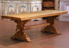 19th Century French Bleach Oak Trestle Refectory Monastery Dining Table
