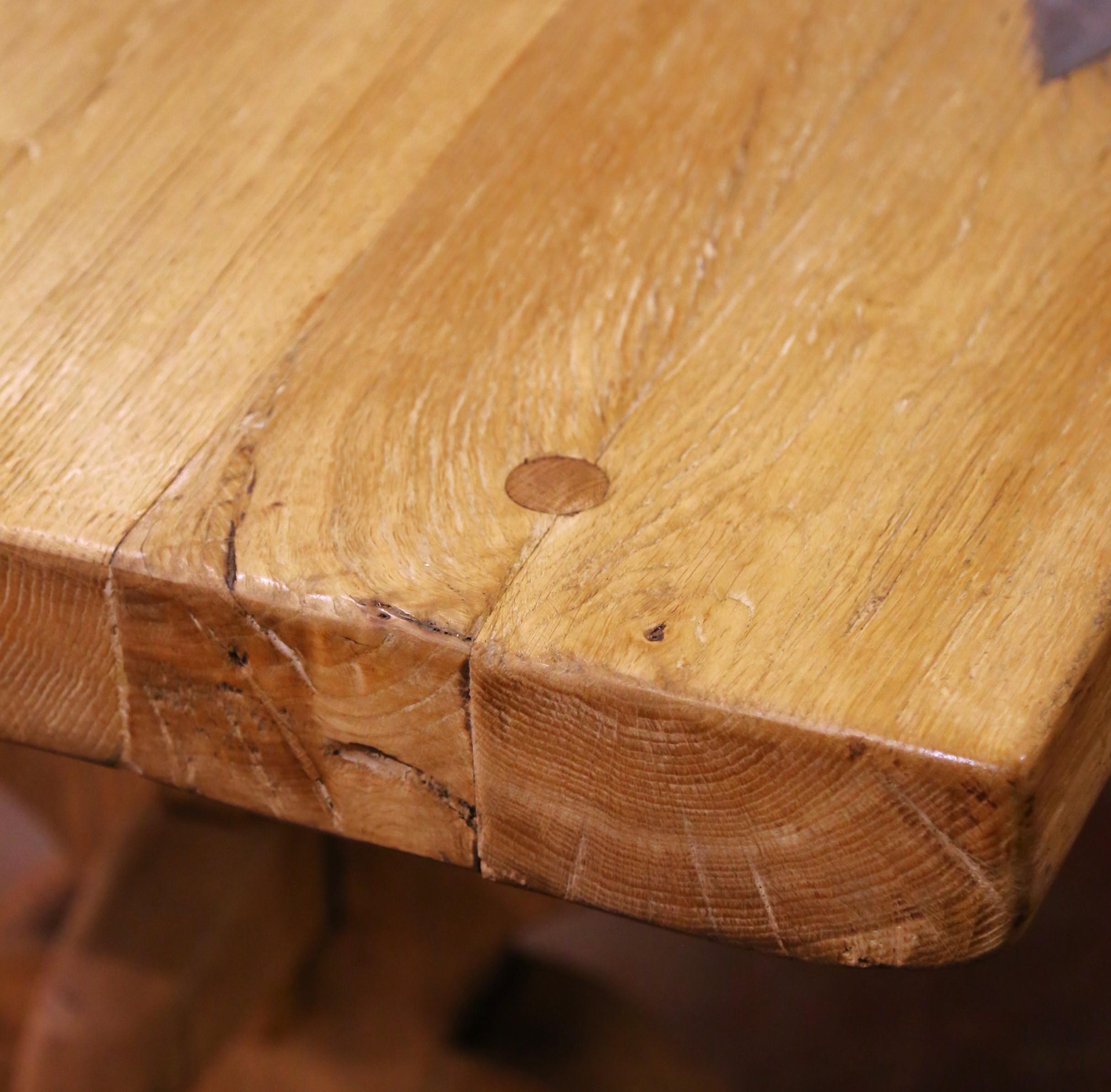 XIXe siècle 19th Century French Bleach Oak Trestle Refectory Monastery Dining Table en vente