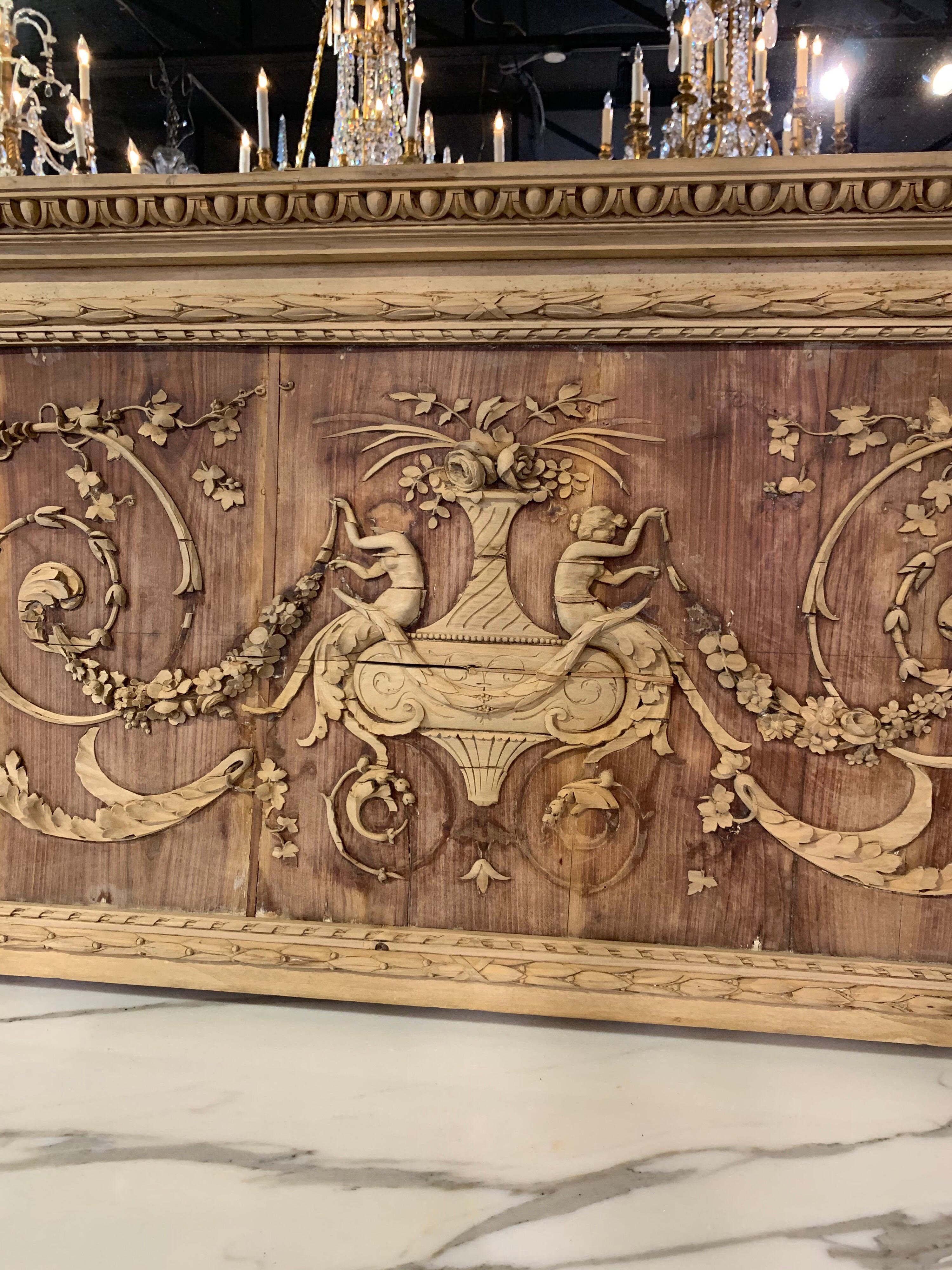 19th Century French Bleached and Carved Neoclassical Panel In Good Condition In Dallas, TX