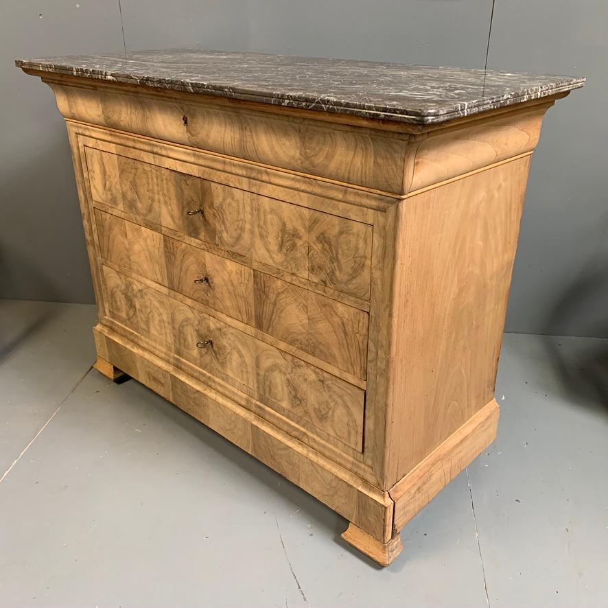 19th Century French Bleached Burr Walnut Commode with Marble Top 2