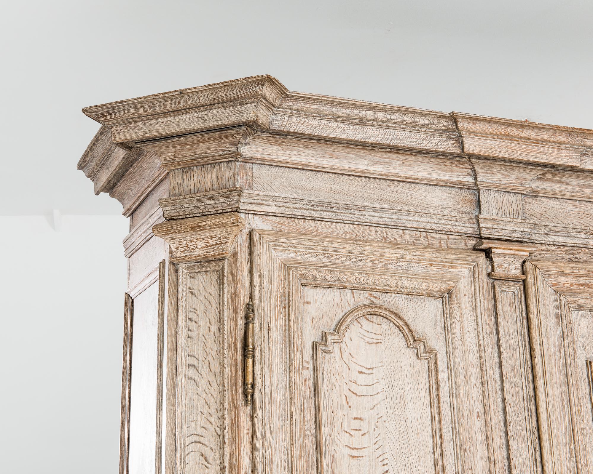 French Provincial 19th Century French Bleached Oak Armoire For Sale