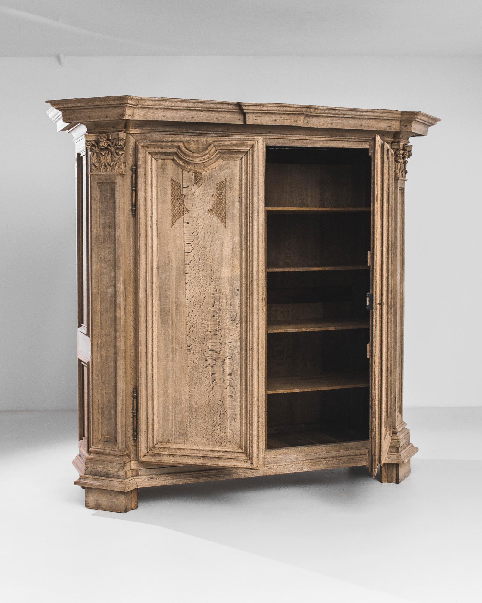19th Century French Bleached Oak Armoire In Good Condition In High Point, NC