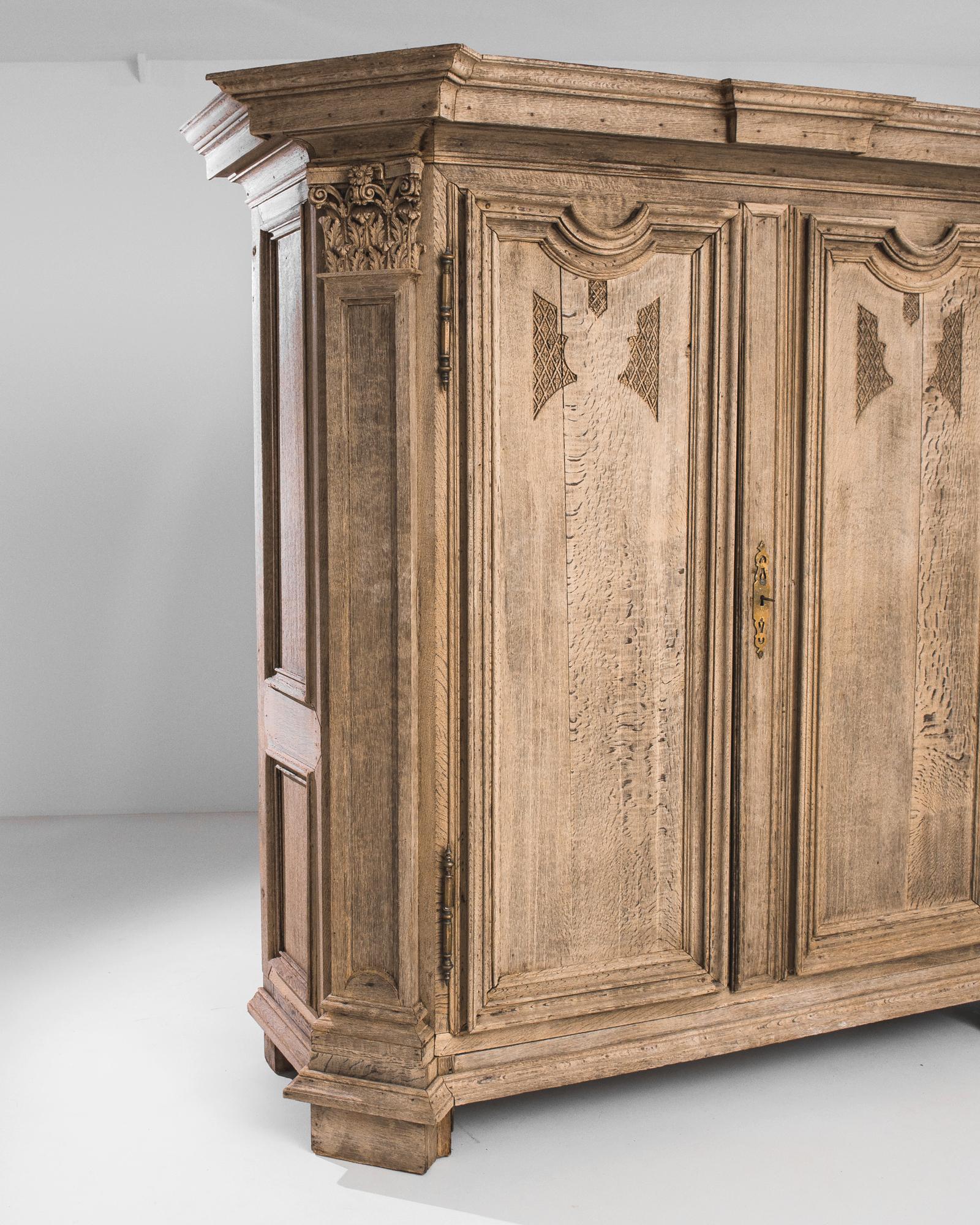 Wood 19th Century French Bleached Oak Armoire