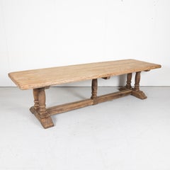 19th Century French Bleached Oak Baluster Leg Trestle Table