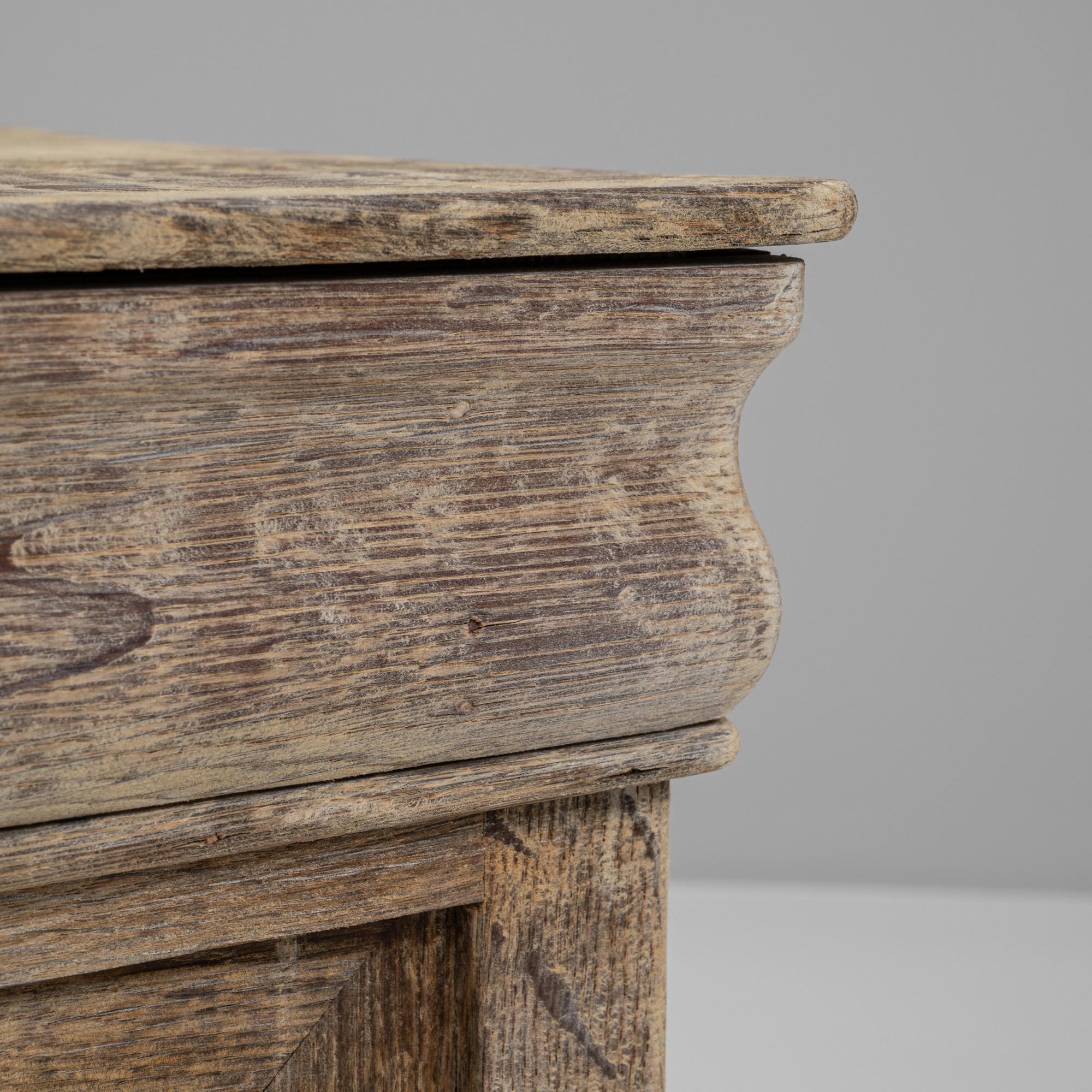 19th Century French Bleached Oak Bedside Table 6