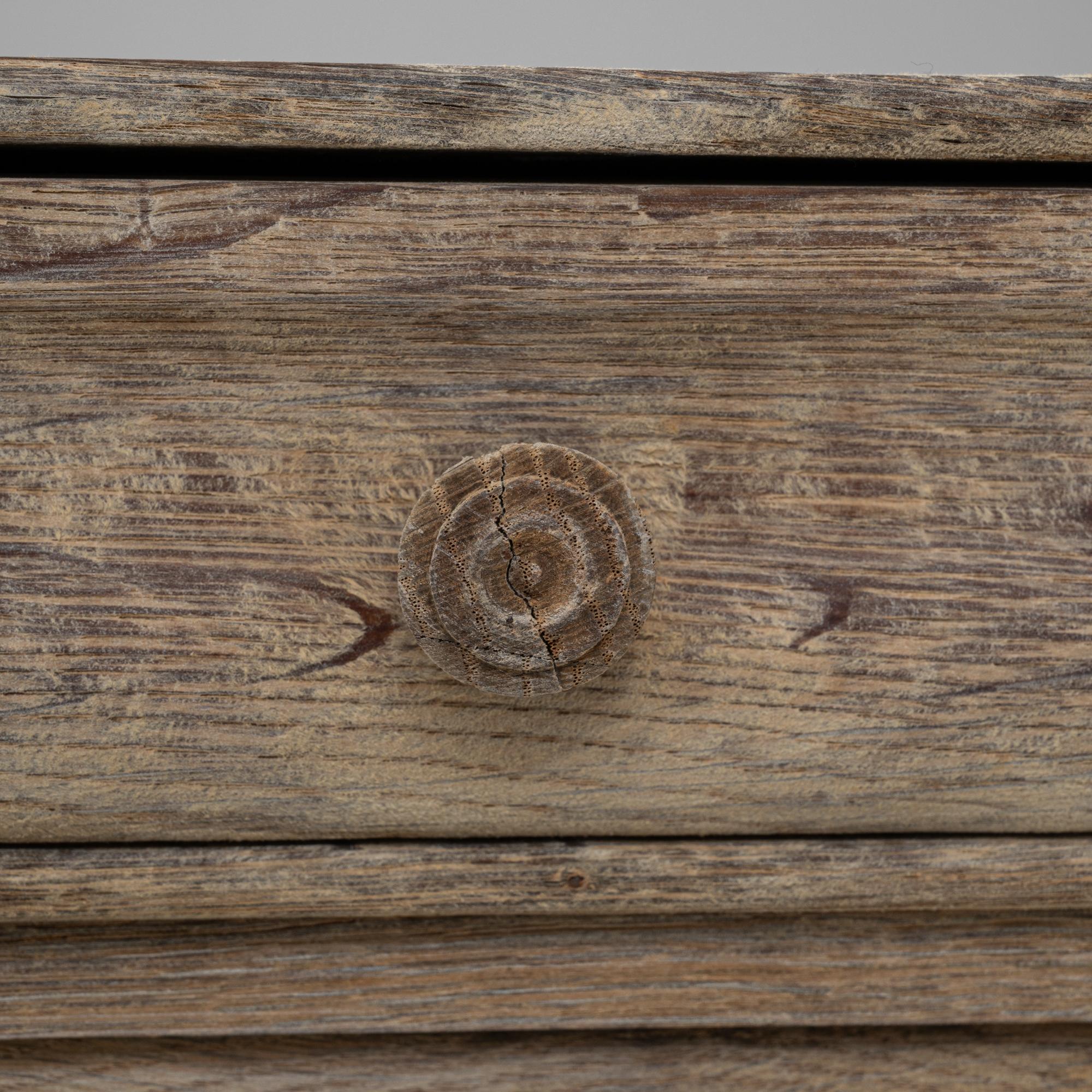 19th Century French Bleached Oak Bedside Table 7