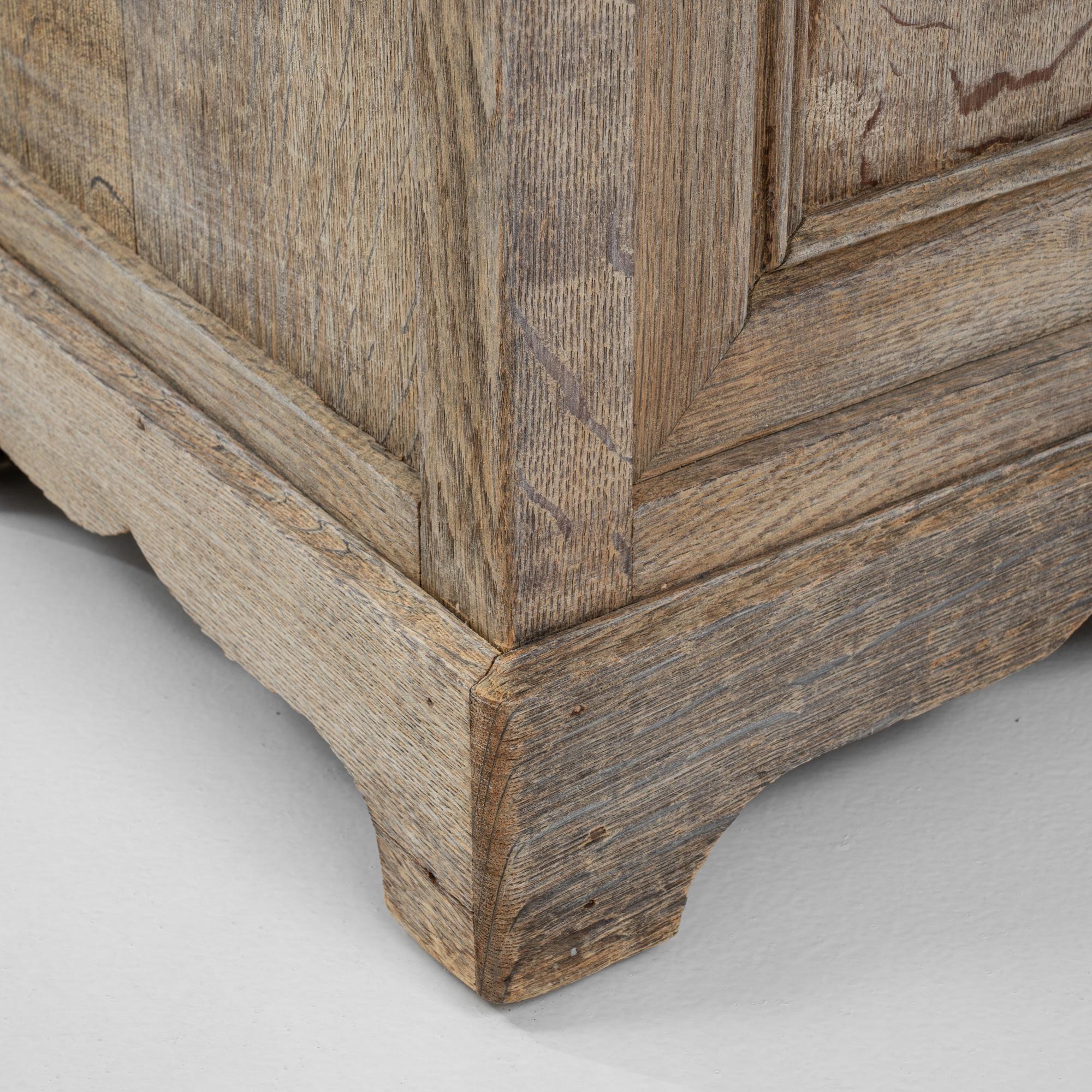 19th Century French Bleached Oak Bedside Table 8