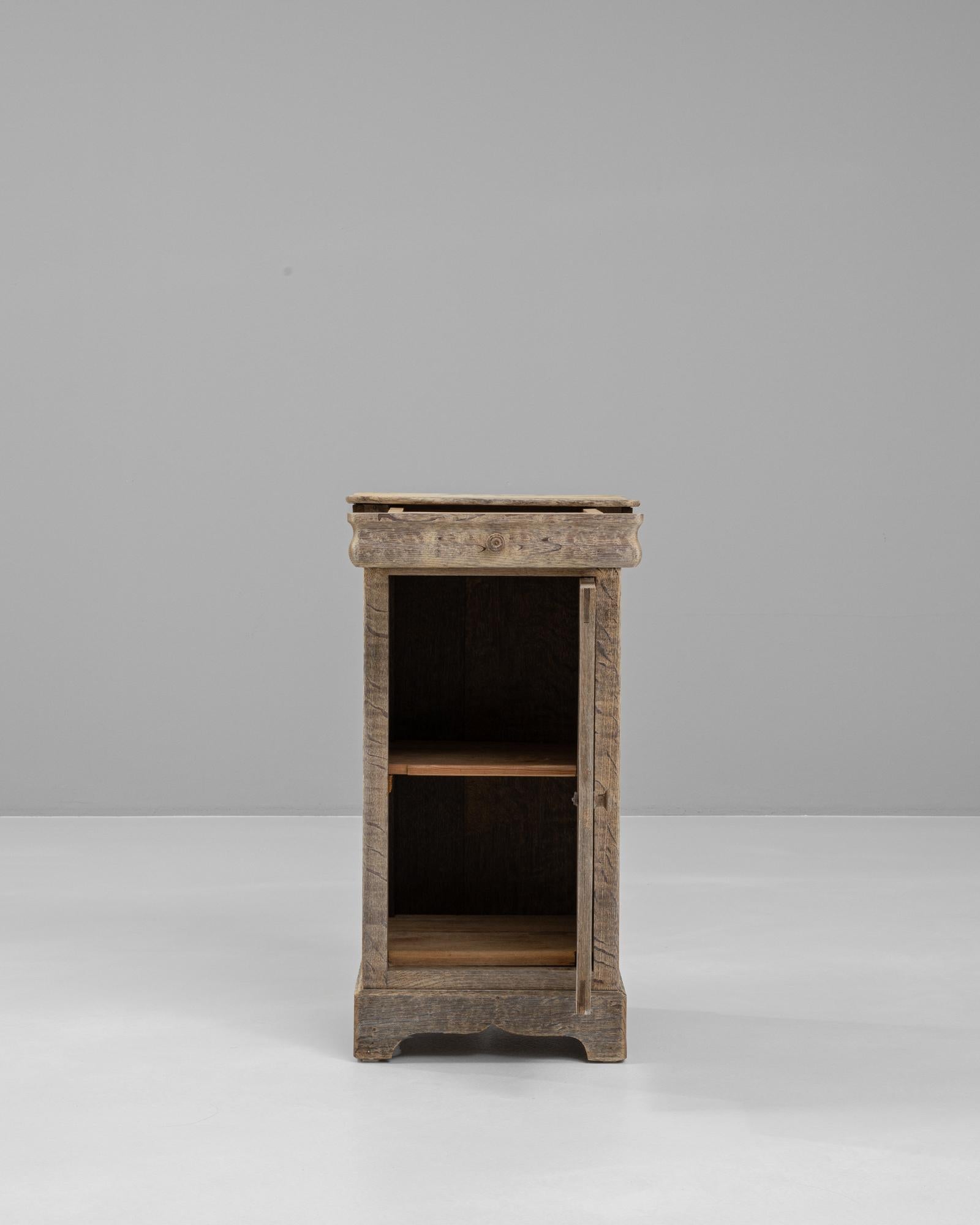 19th Century French Bleached Oak Bedside Table In Good Condition In High Point, NC