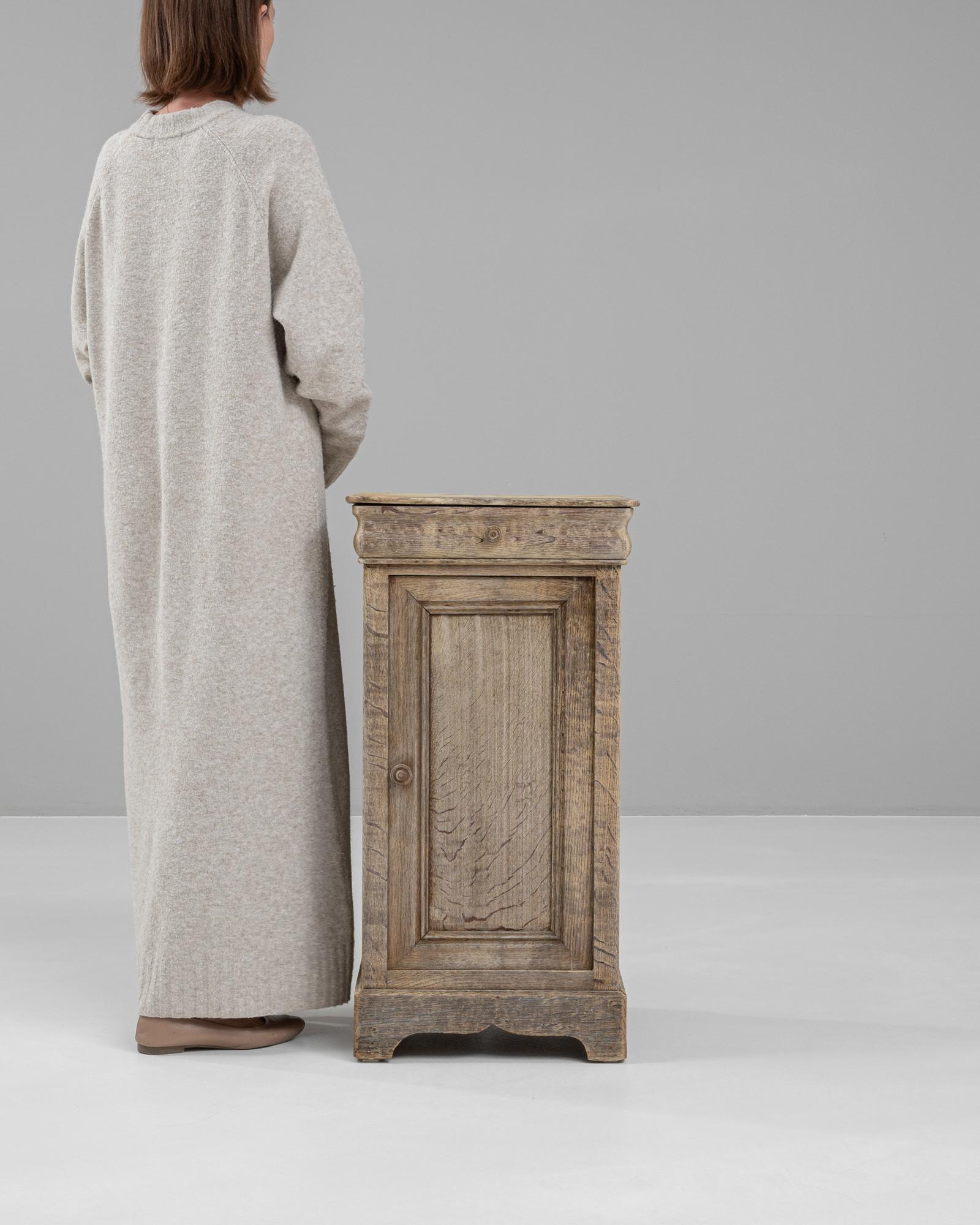 19th Century French Bleached Oak Bedside Table 1